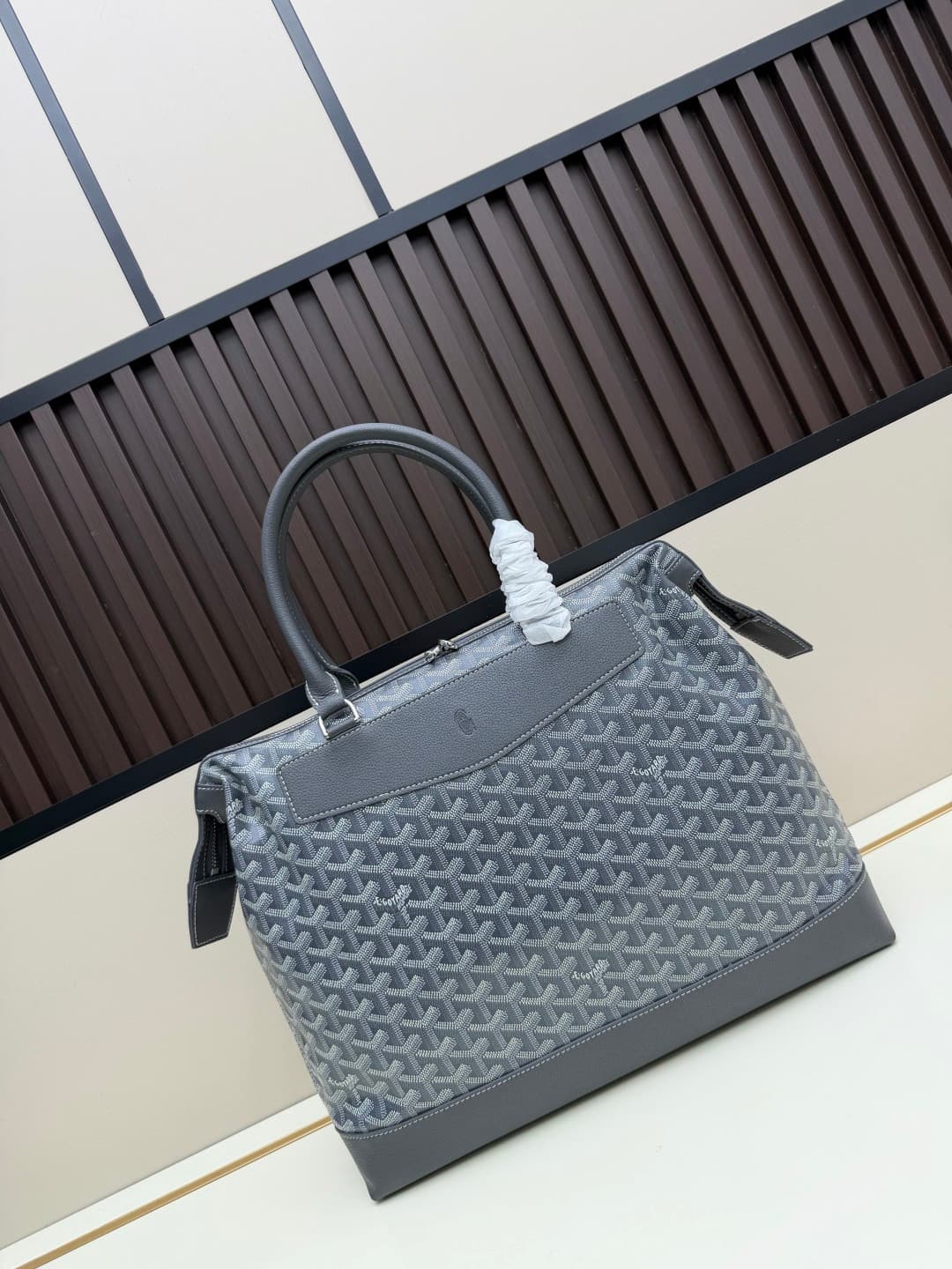 Goyard Cisalpin Document Case Grey Chevron Print Coated Canvas Mid