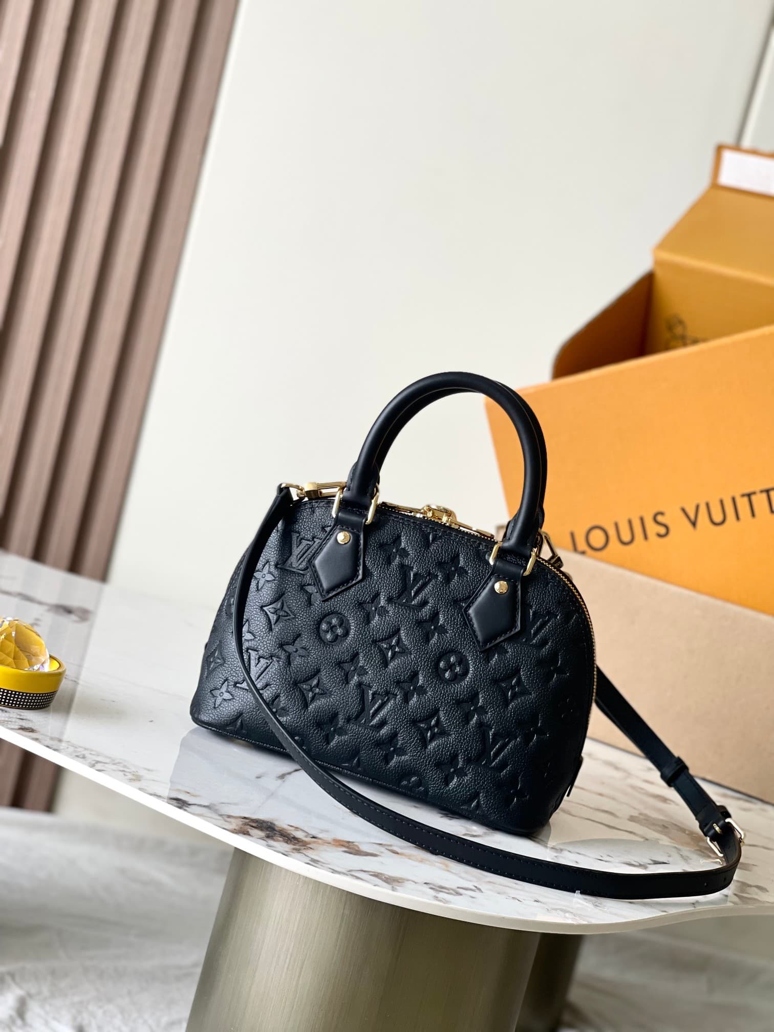 Louis Vuitton Alma BB Black Monogram Empreinte Leather M26409 TOP
