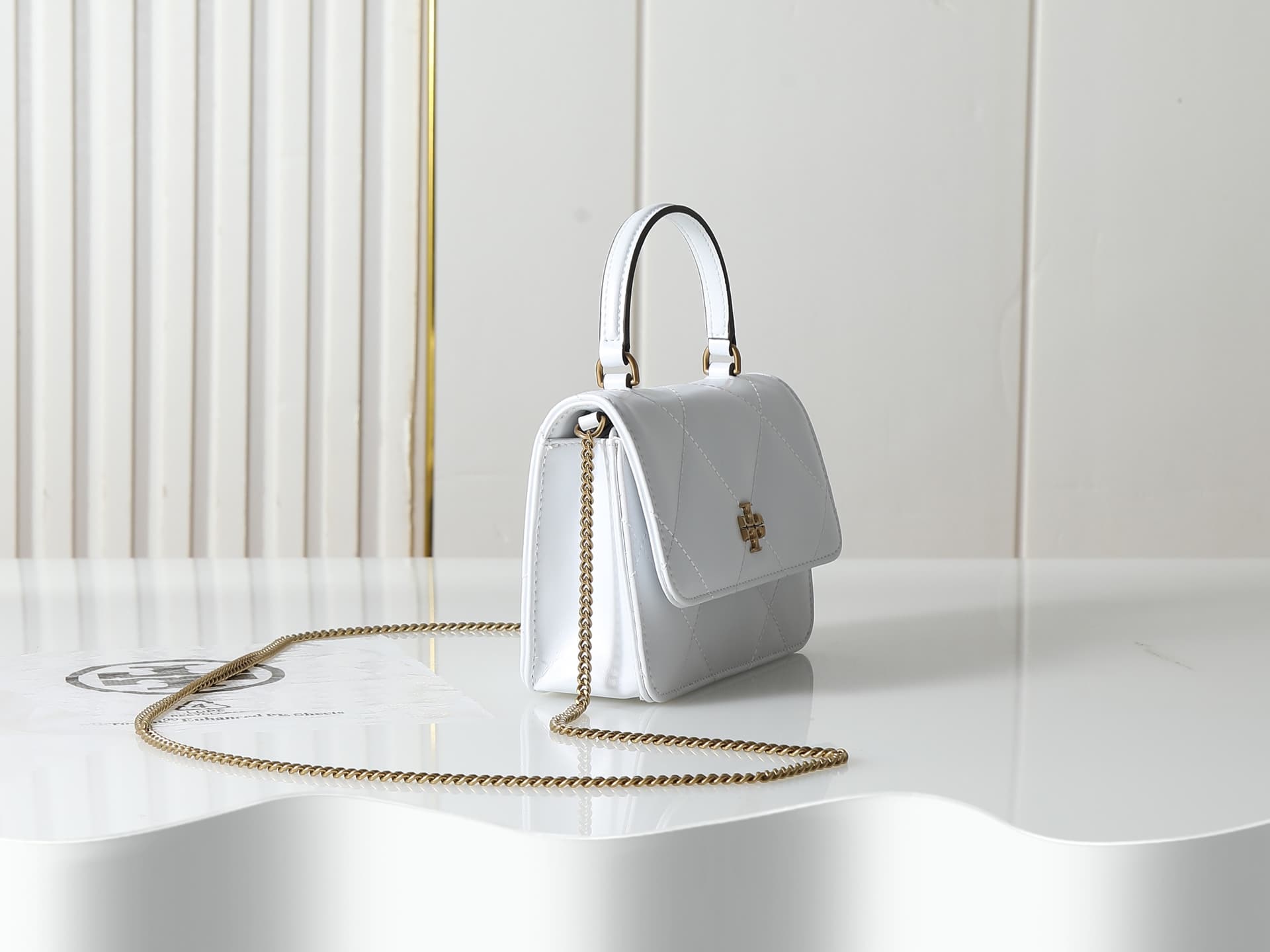 Tory Burch Mini Kira Diamond Quilt Top-Handle Crossbody bag white high
