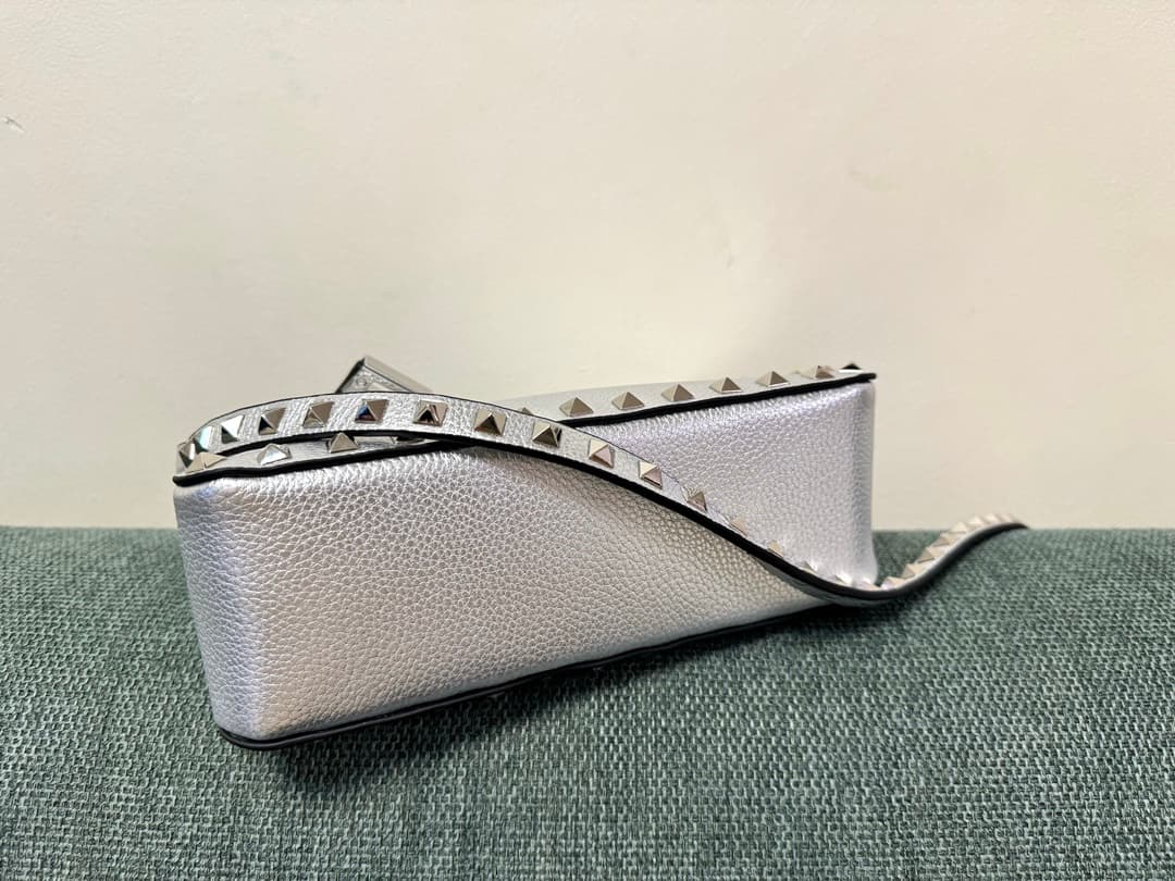 Valentino Garavani Mini Rockstud crossbody bag in metallic silver High
