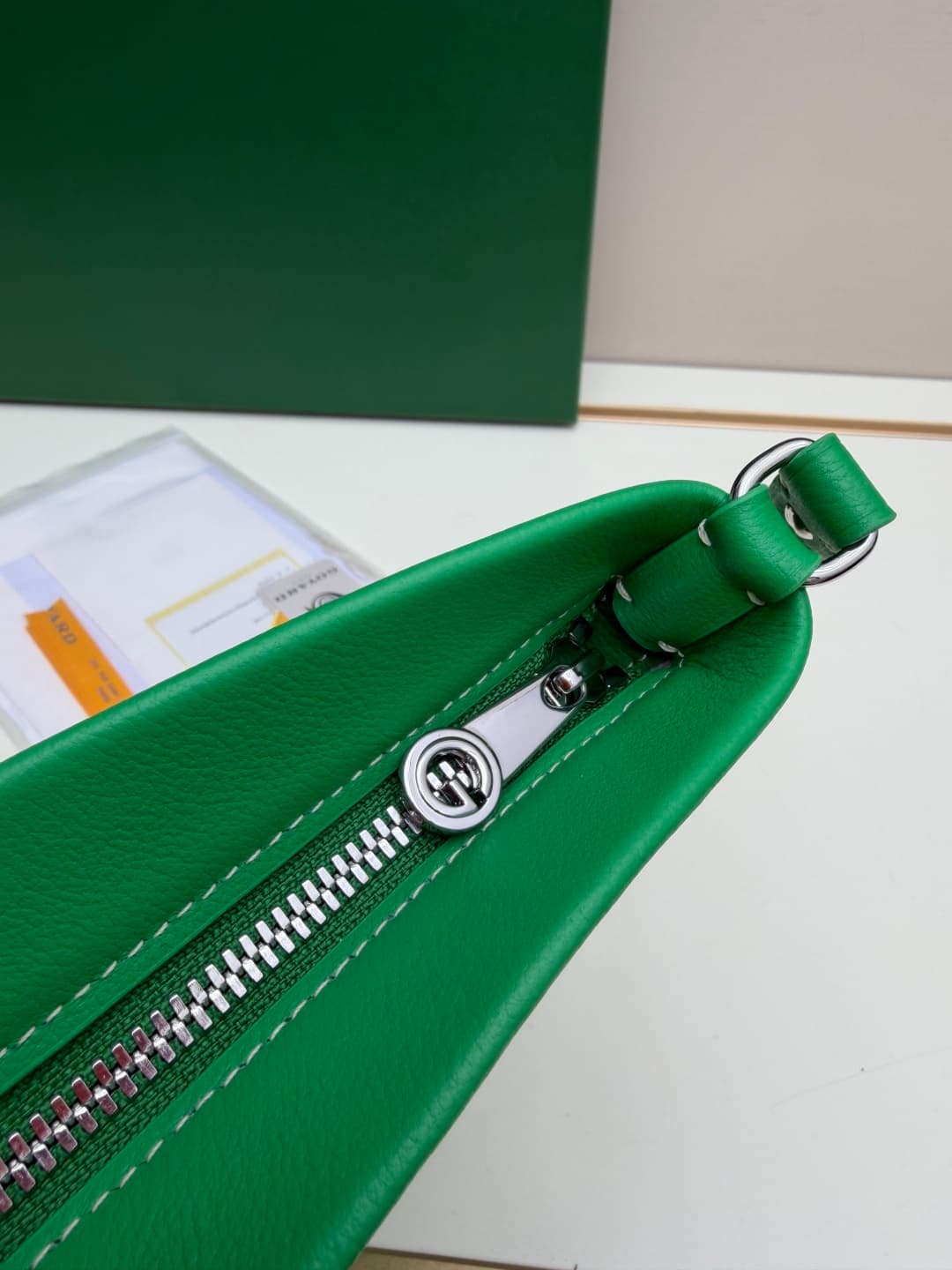 Goyard Conti pouch Goyardine canvas and Chevroches Calfskin Green High