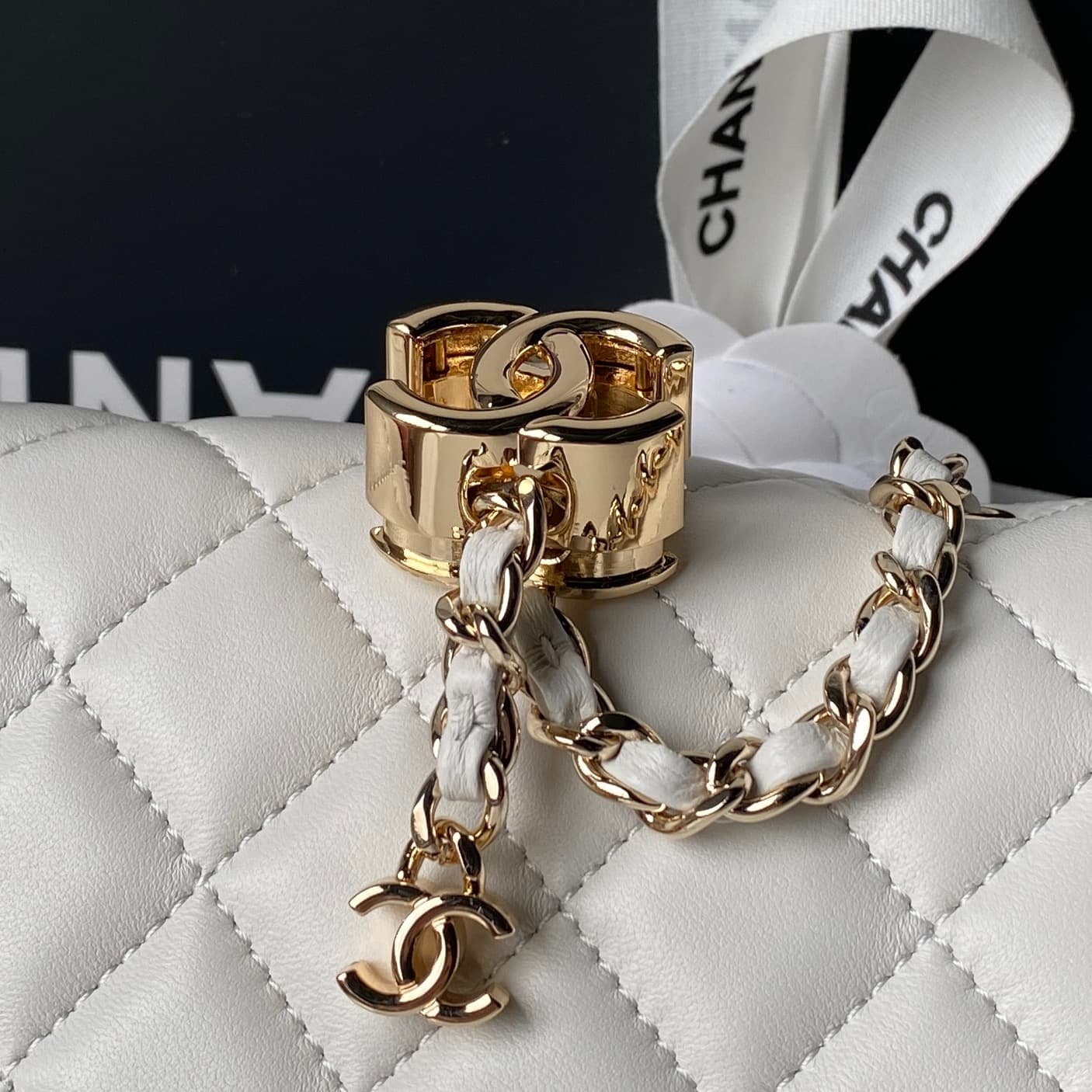 Chanel Mini Classic Flap Bag Lambskin & Gold-Tone Metal AS5758 White High