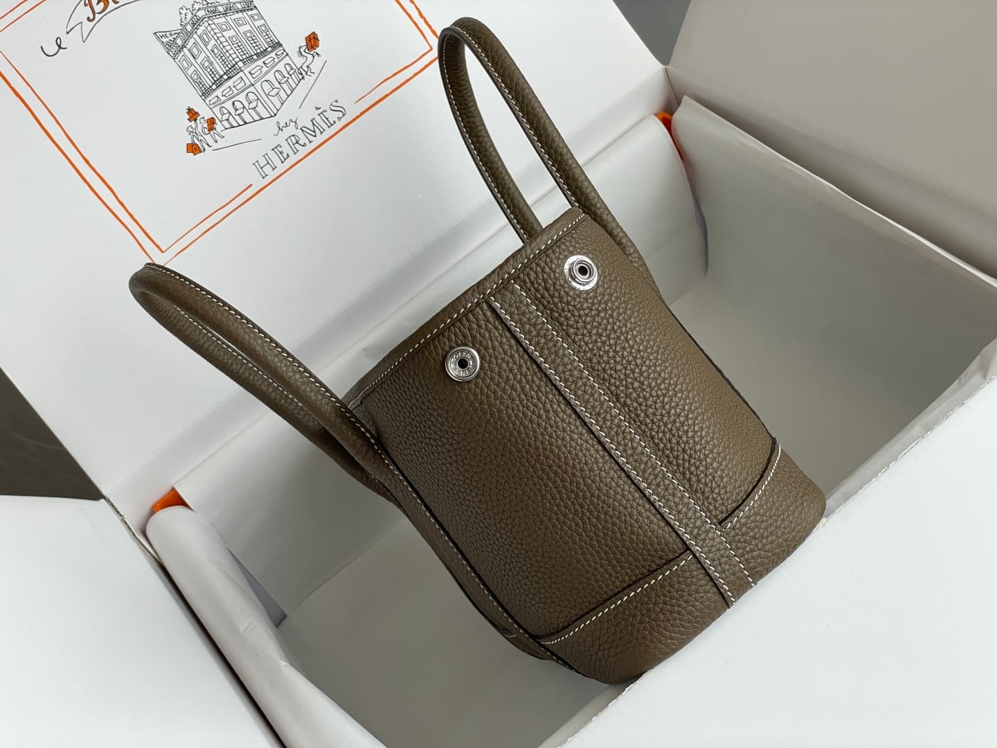 Hermes Garden Party 23 bag in Etoupe Togo Leather WAX High