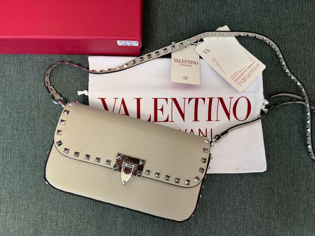 Valentino Garavani Small Rockstud Shoulder Bag Grey High