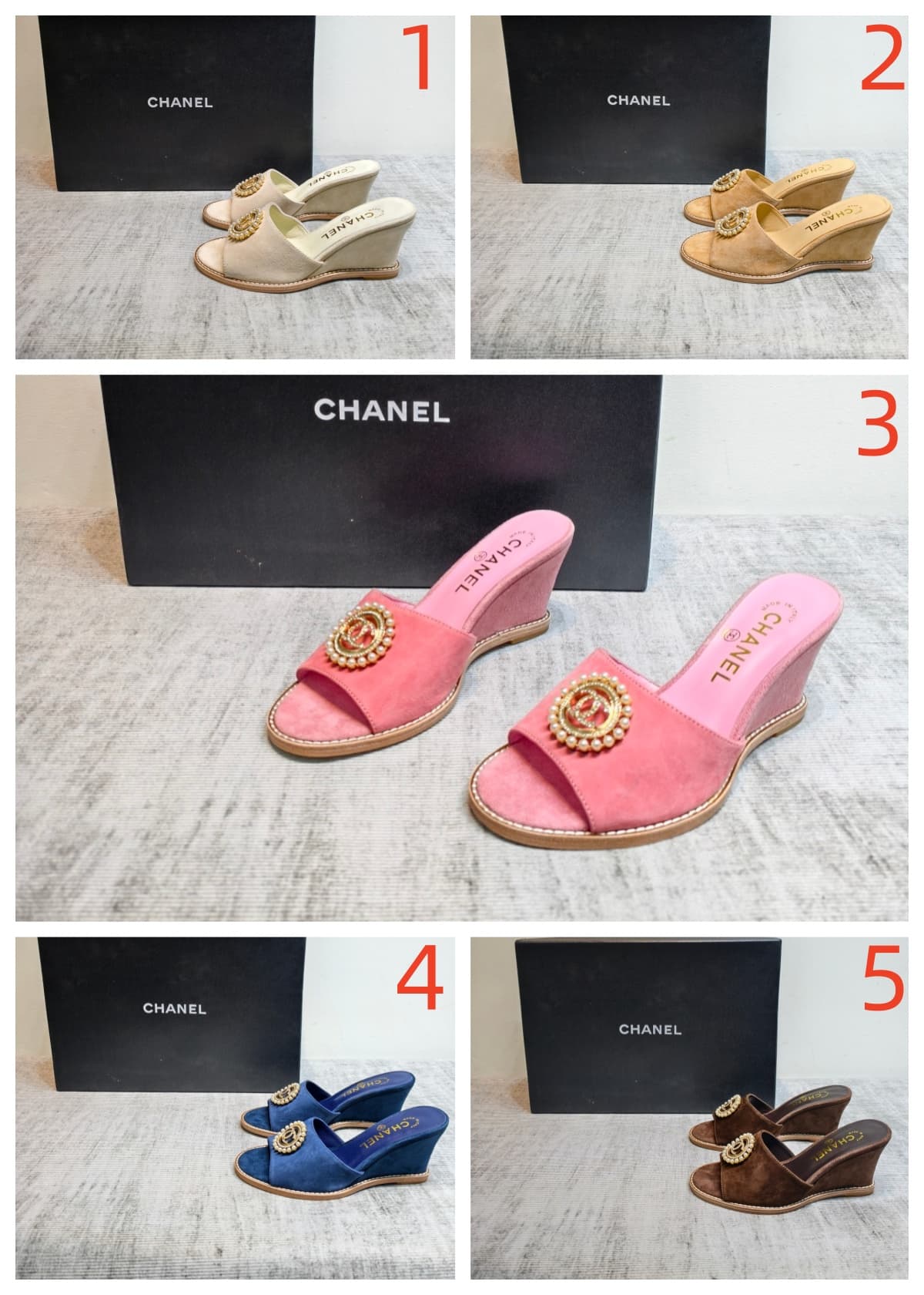 Chanel Suede Wedge Sandal Shoes