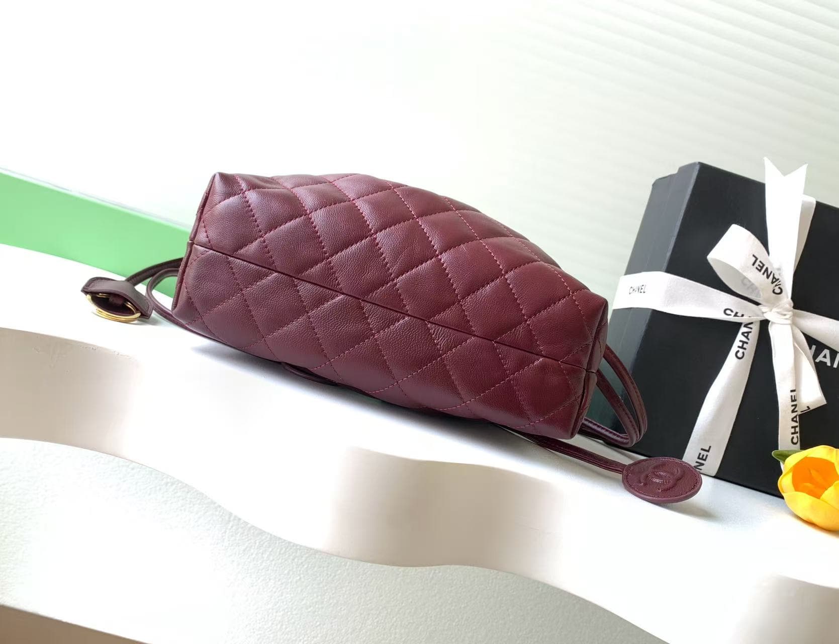 Chanel Clutch with Leather Strap Quilted Leather & Gold-tone Metal AP5227 Burgundy A