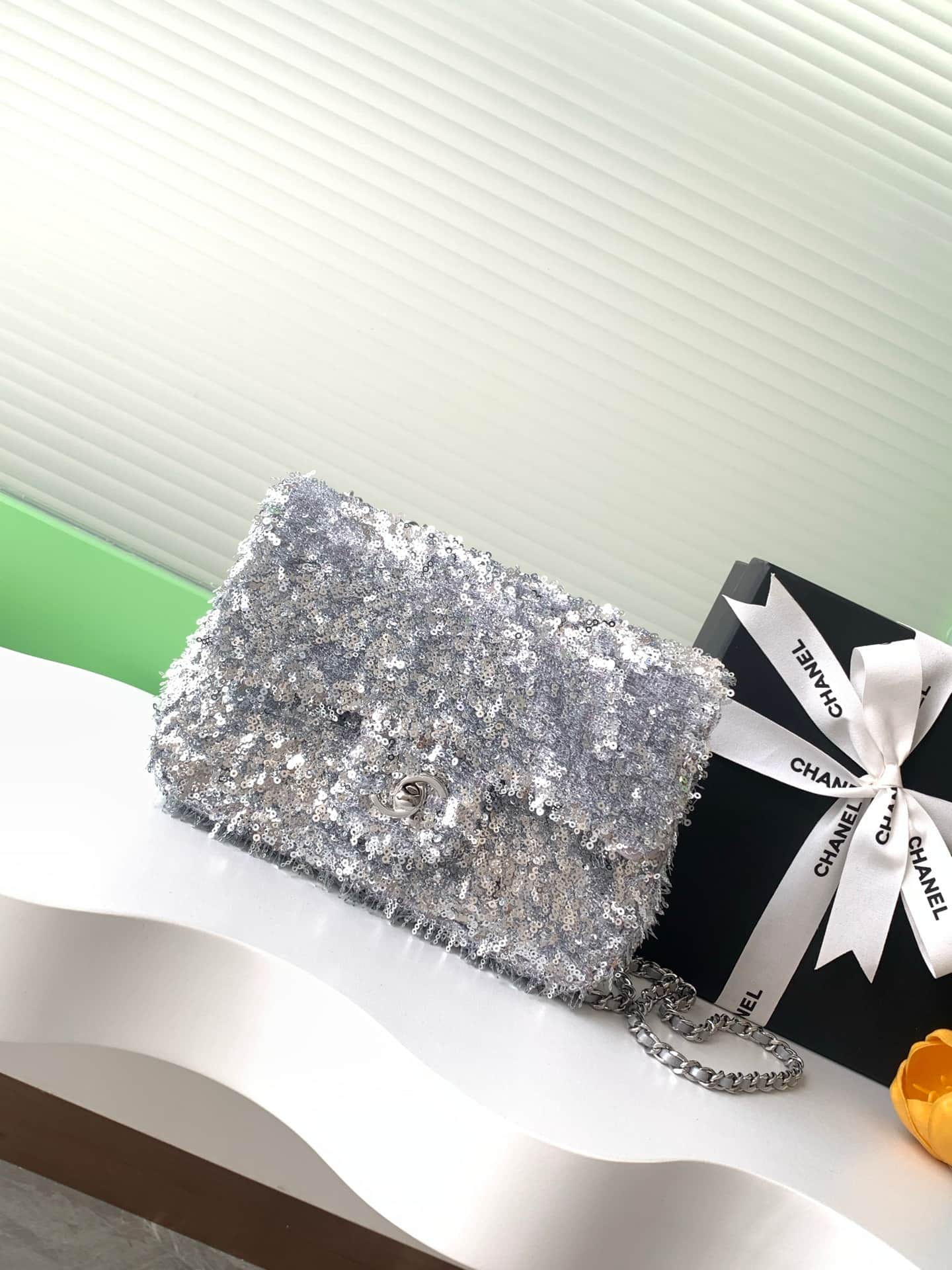 Chanel Flap Bag Sequins & Silver-Tone Metal AS4561  A