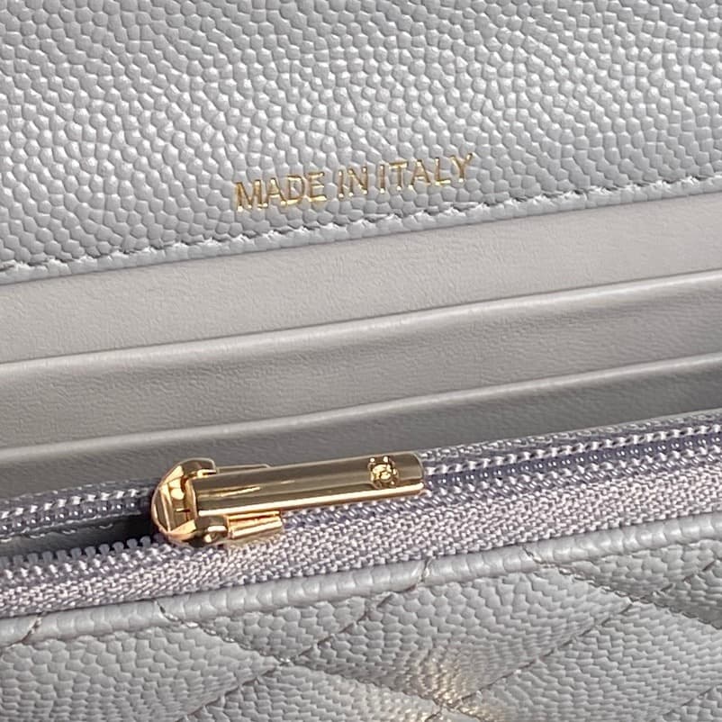 Chanel Mini Flap Clutch with Chain AP4406 Grained Calfskin & Gold-Tone Metal Grey A