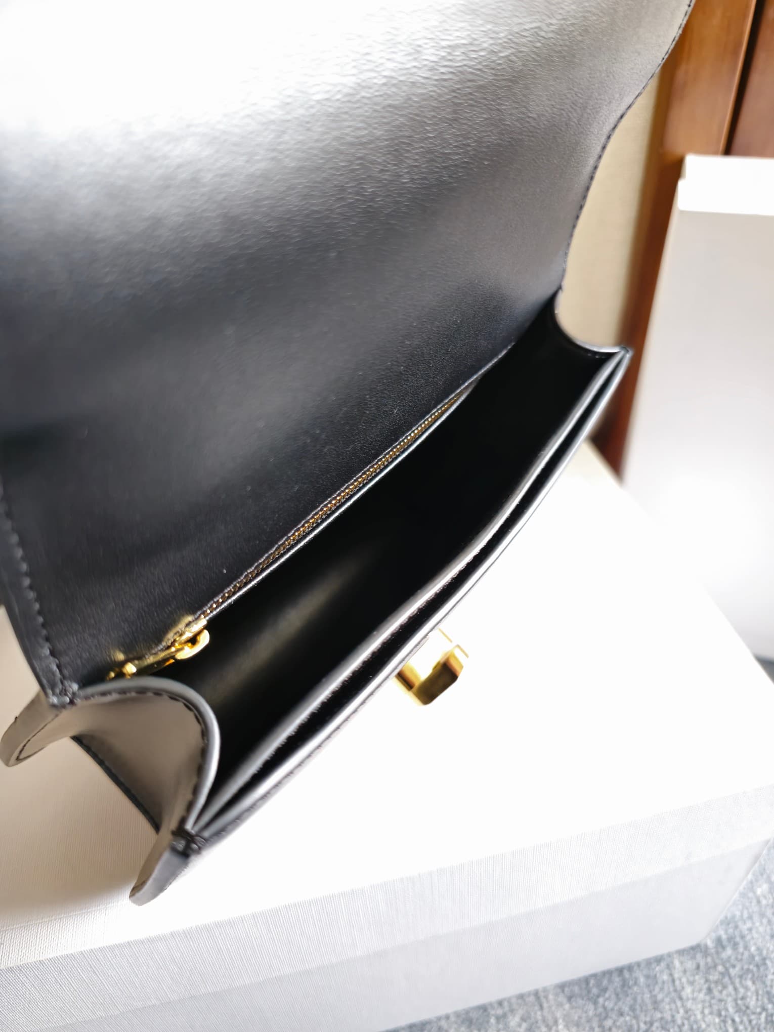 Celine Josephine Teen Bag in Black Patent Calfskin High