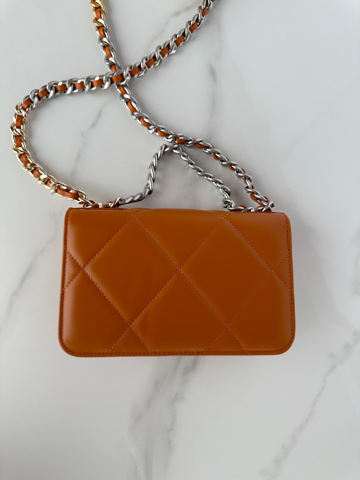Chanel Wallet on Chain Lambskin Leather & Silver-Tone Metal Caramel AP0957 A
