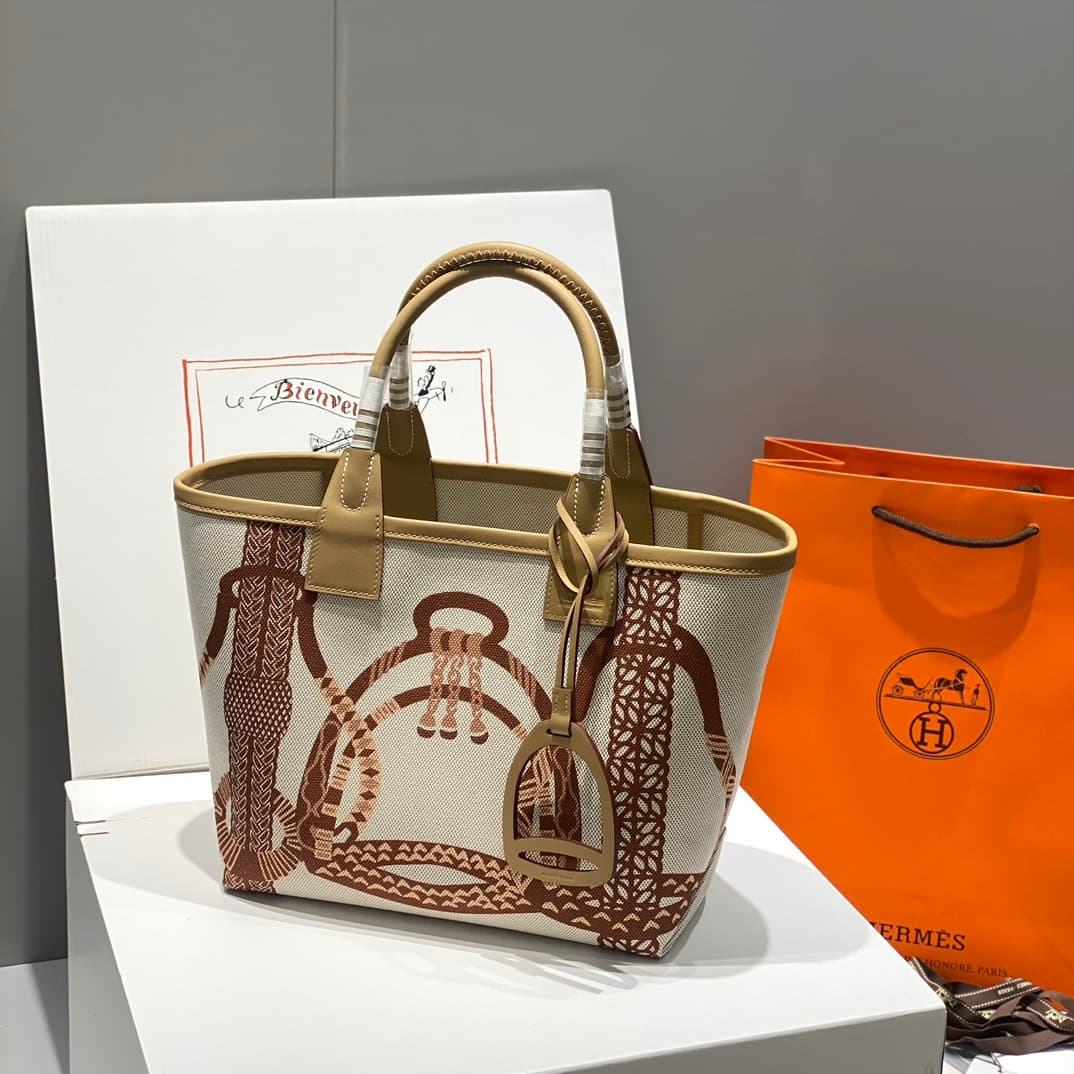 Hermes Steeple Bags Leather with Canvas WAX High