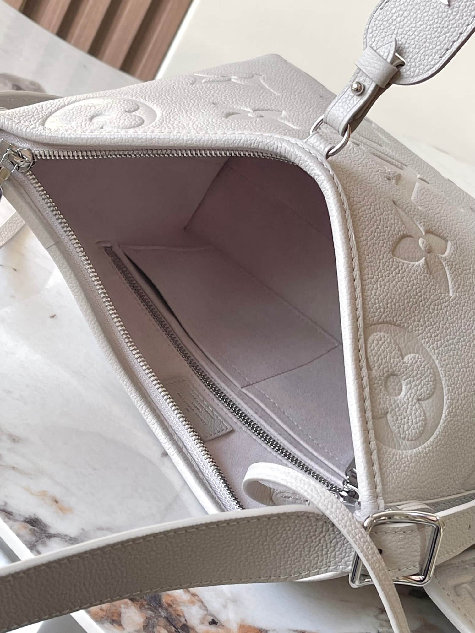 Louis Vuitton CarryAll PM Monogram Empreinte Leather M12917 Brume Gray TOP