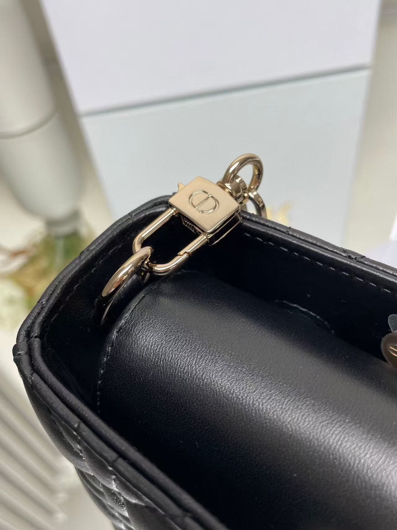 LADY D-JOY BAG MEDIUM Cannage Lambskin Black High