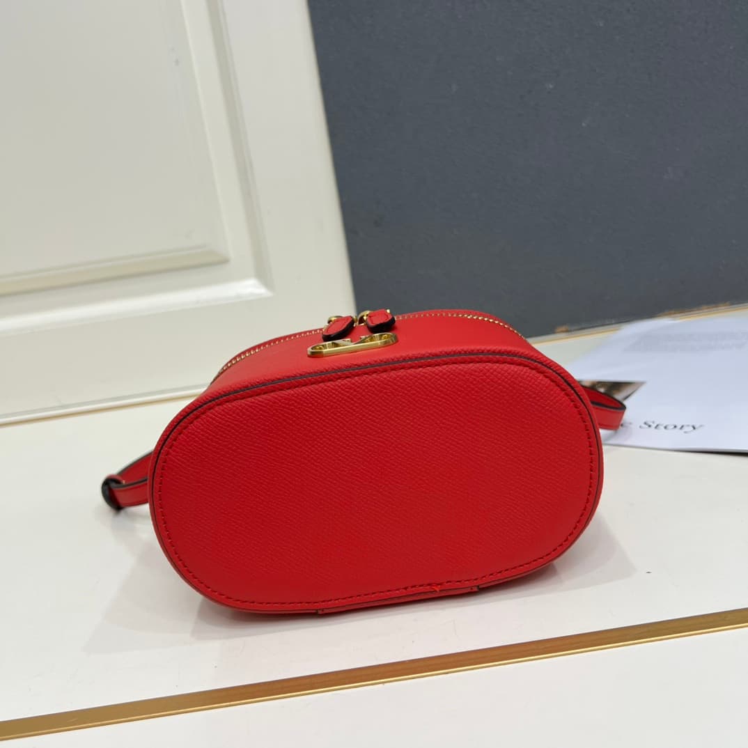 Valentino Garavani VLogo Signature Mini Vanity Bag in Red Calfskin Mid