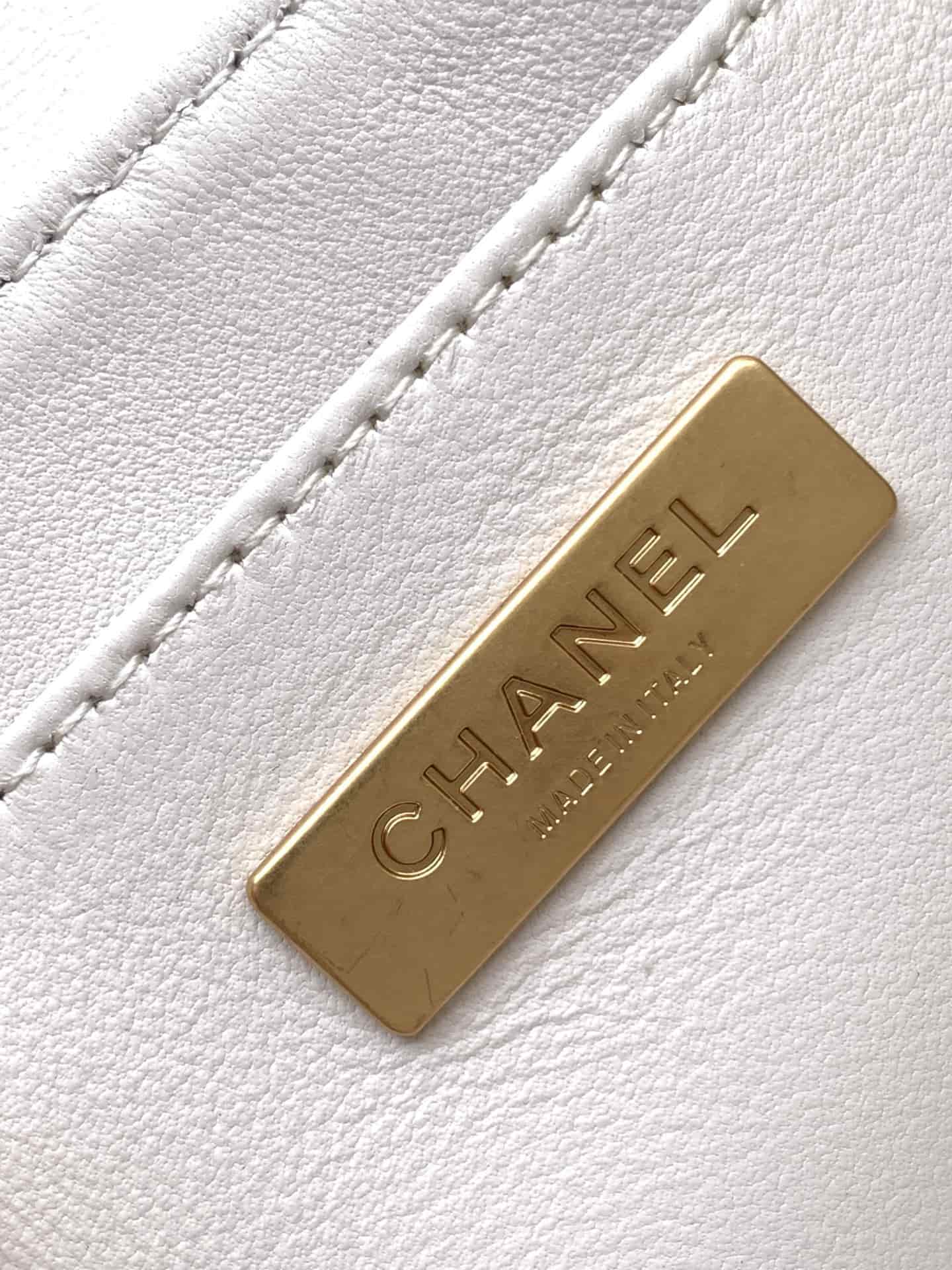 Mini FLAP BAG WITH TOP HANDLE Lambskin Gold-Metal AS5354 White A