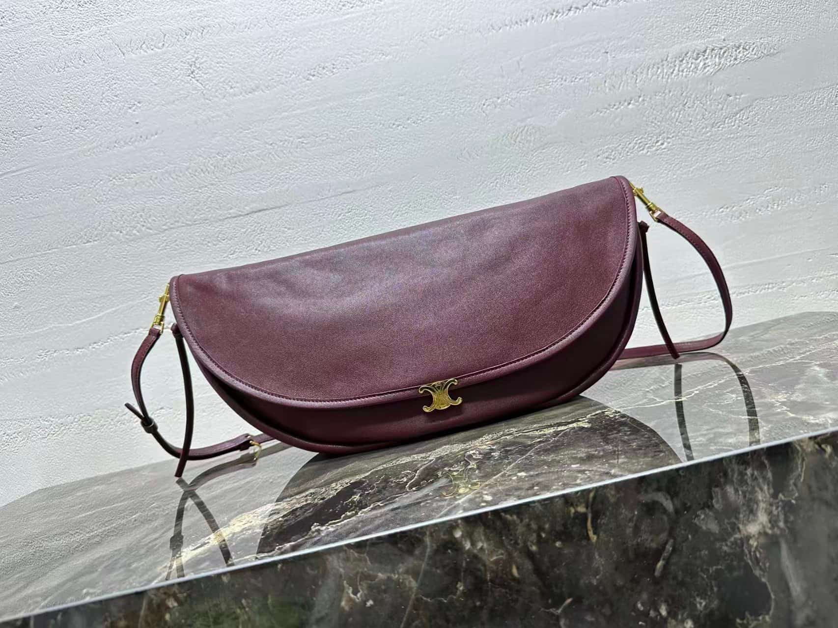 Celine Little Halfmoon Soft Triomphe bag Supple Shiny Lambskin High