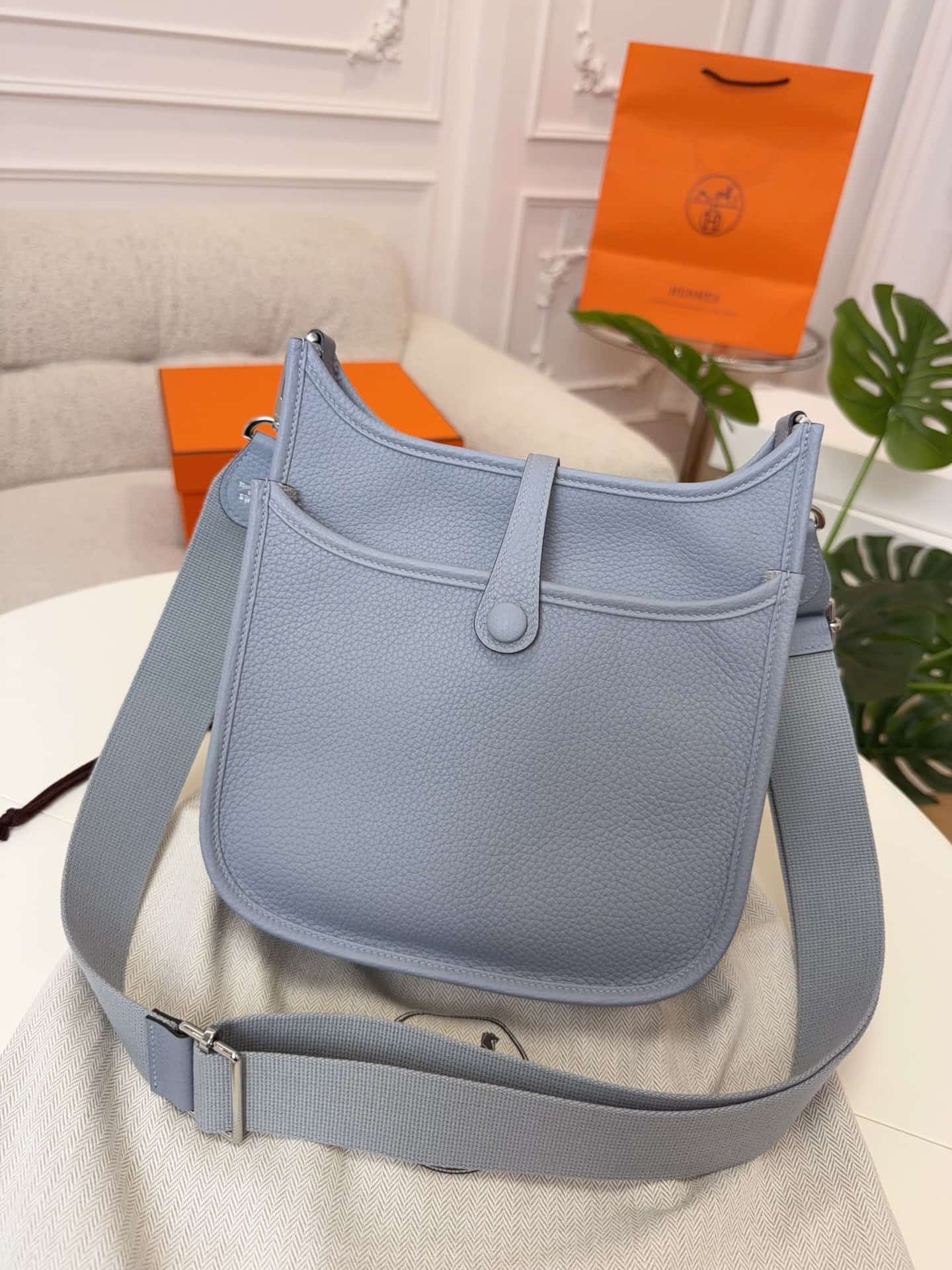 Hermes Evelyne Mini 23 Bag Calfskin In Puppet Gray WAX High