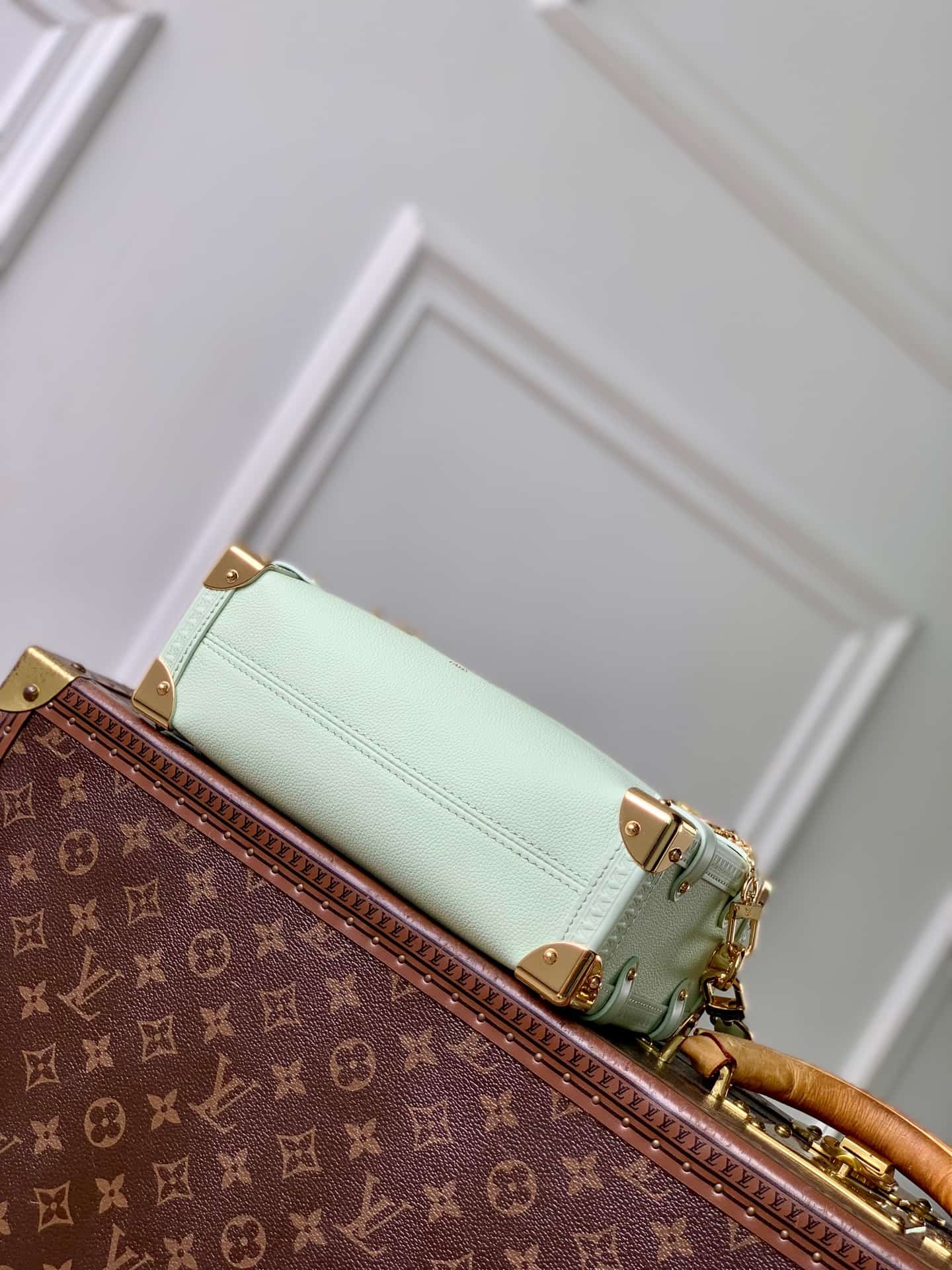 Louis Vuitton Side Trunk MM Jade Green Calf leather M27449 High