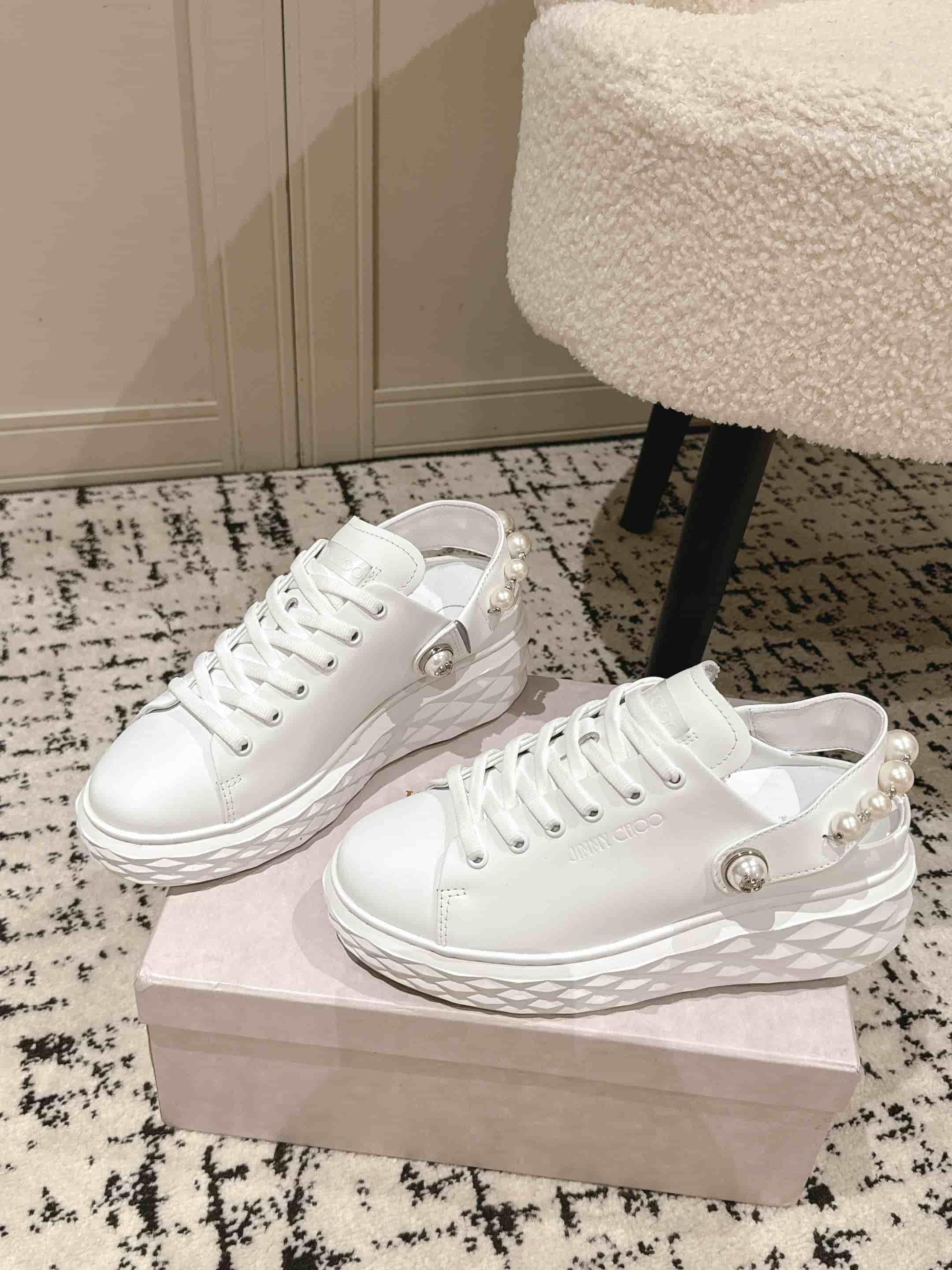 Jimmy Choo Diamond Maxi Crystal Nappa Leather Trainer shoes Women