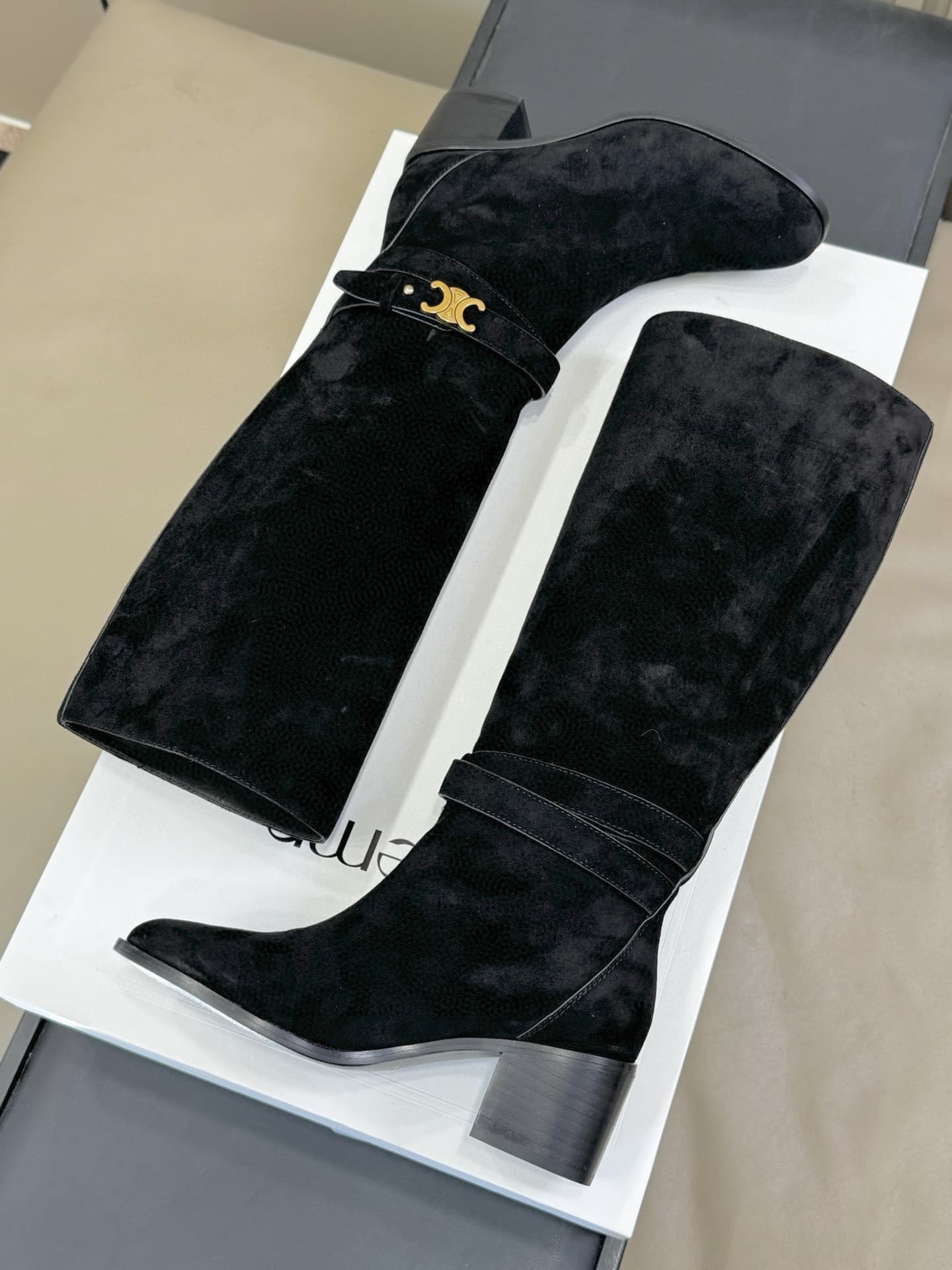 Celine Garance Triomphe Strap High Boots Shoes Women