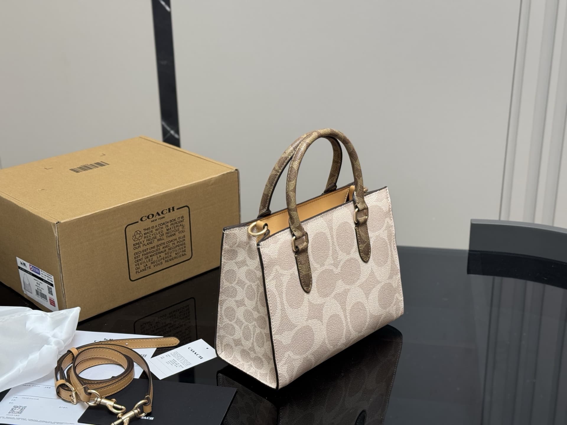 Coach Maggie Small Tote Bag In Blocked Signature Leather