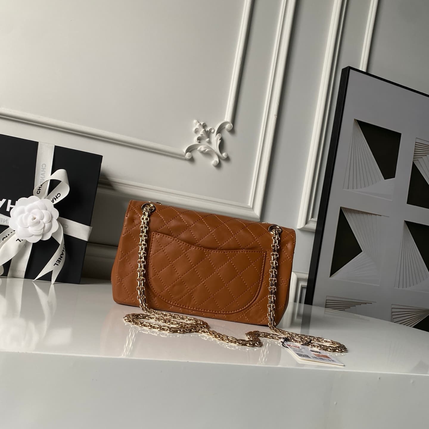 Chanel 2.55 Handbag Calfskin & Gold-Tone Metal Caramel A37586 A
