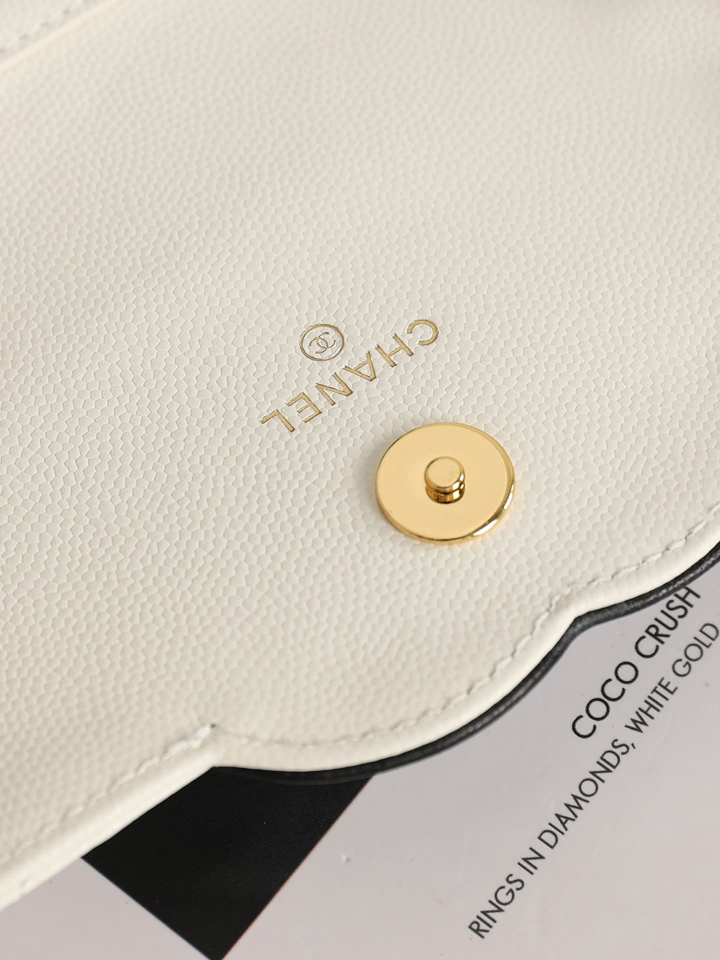 Chanel Wallet on Chain Shiny Grained Calfskin Lambskin & Gold-Tone Metal White AP5455 A