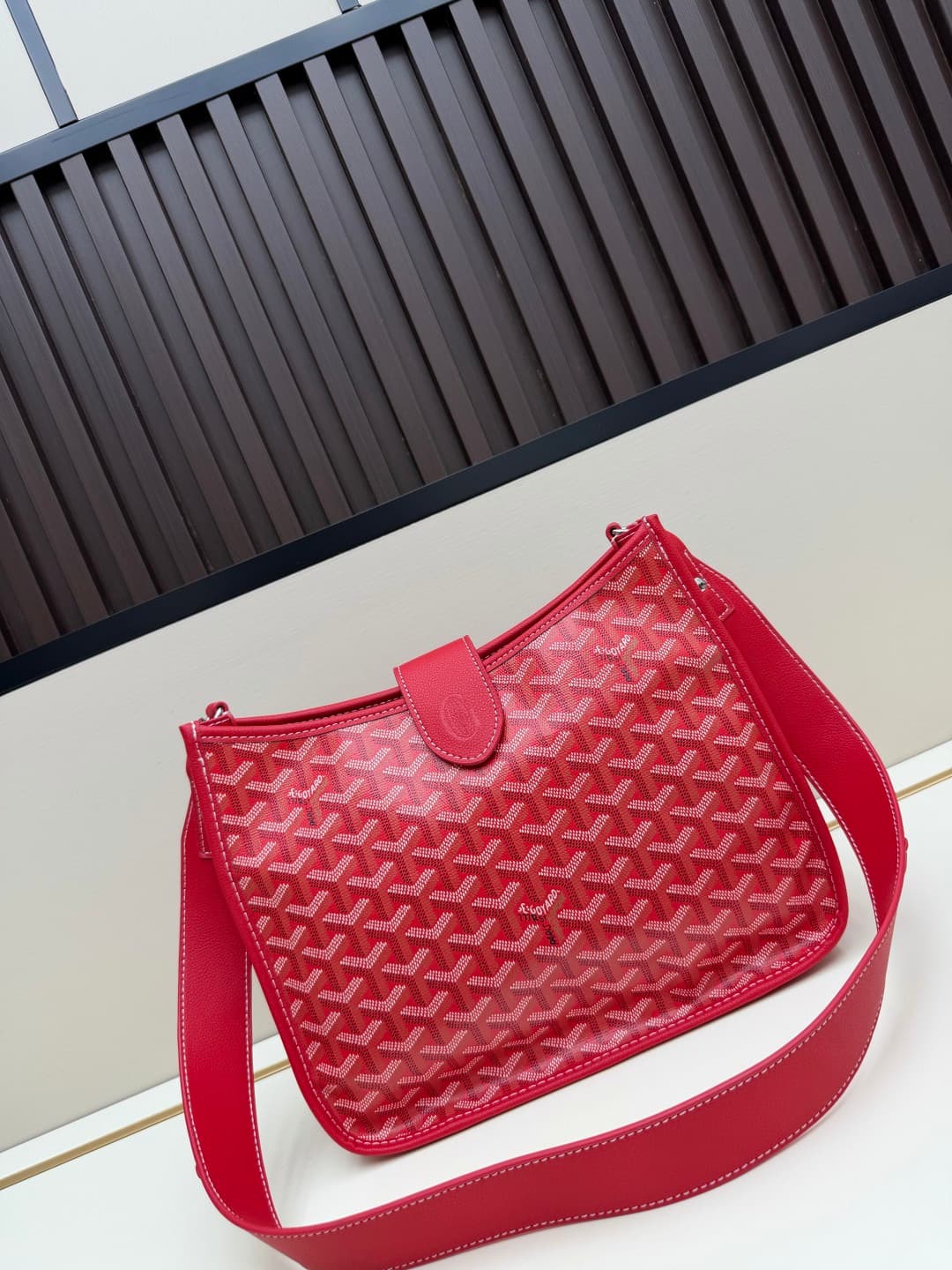 Goyard Musette PM bag in red Goyardine canvas Mid