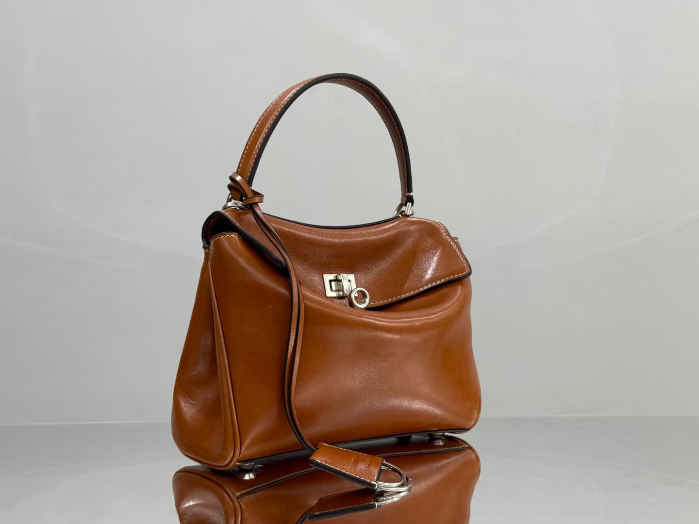 Balenciaga Rodeo Mini Bag in Tan Leather With Silver-Tone Metal TOP