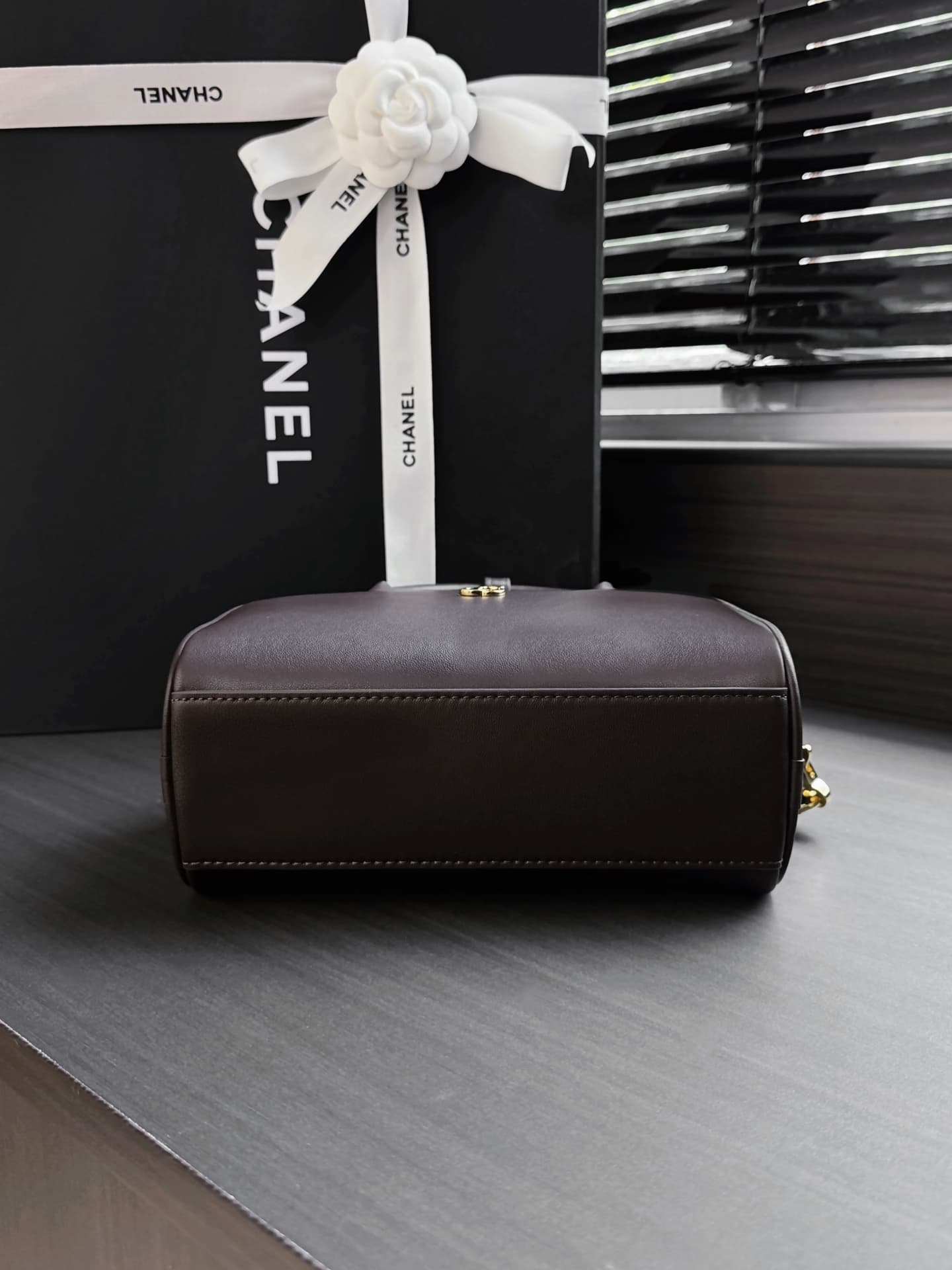 Chanel Mini Bowling Bag Calfskin & Gold-Tone Metal Coffee AP5528 A