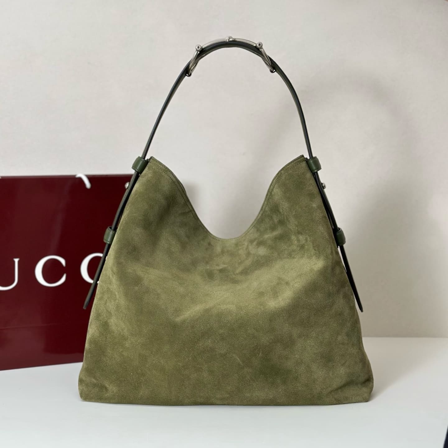 Gucci Beatrix large tote bag 850546 Green Suede High