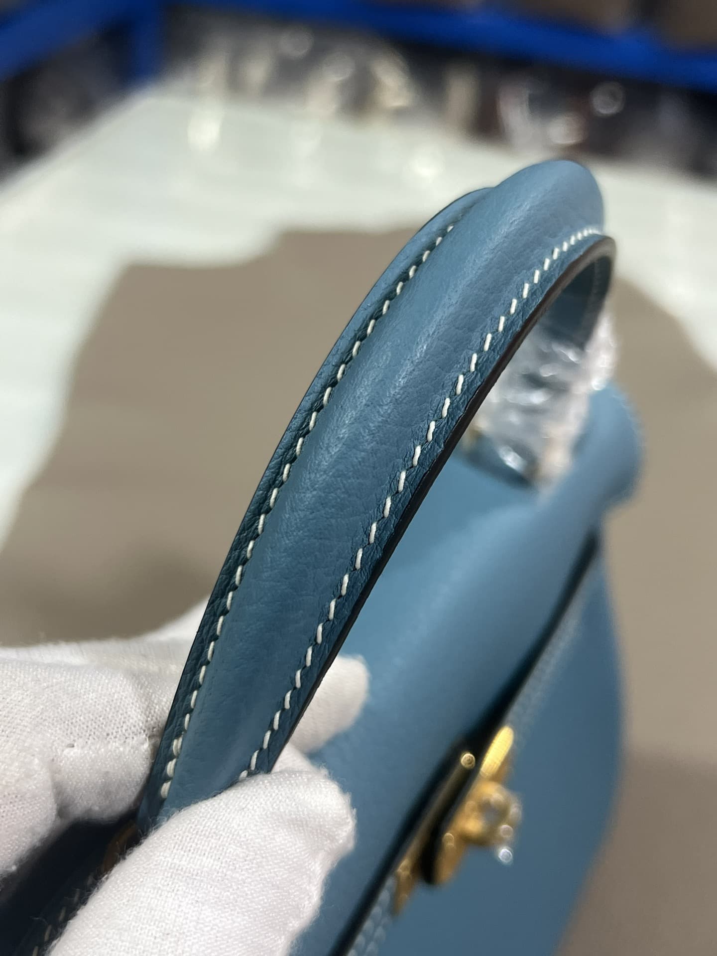 Hermes Kelly 25/28/32cm Retourne Bag Togo Leather In Denim Fonce WAX High