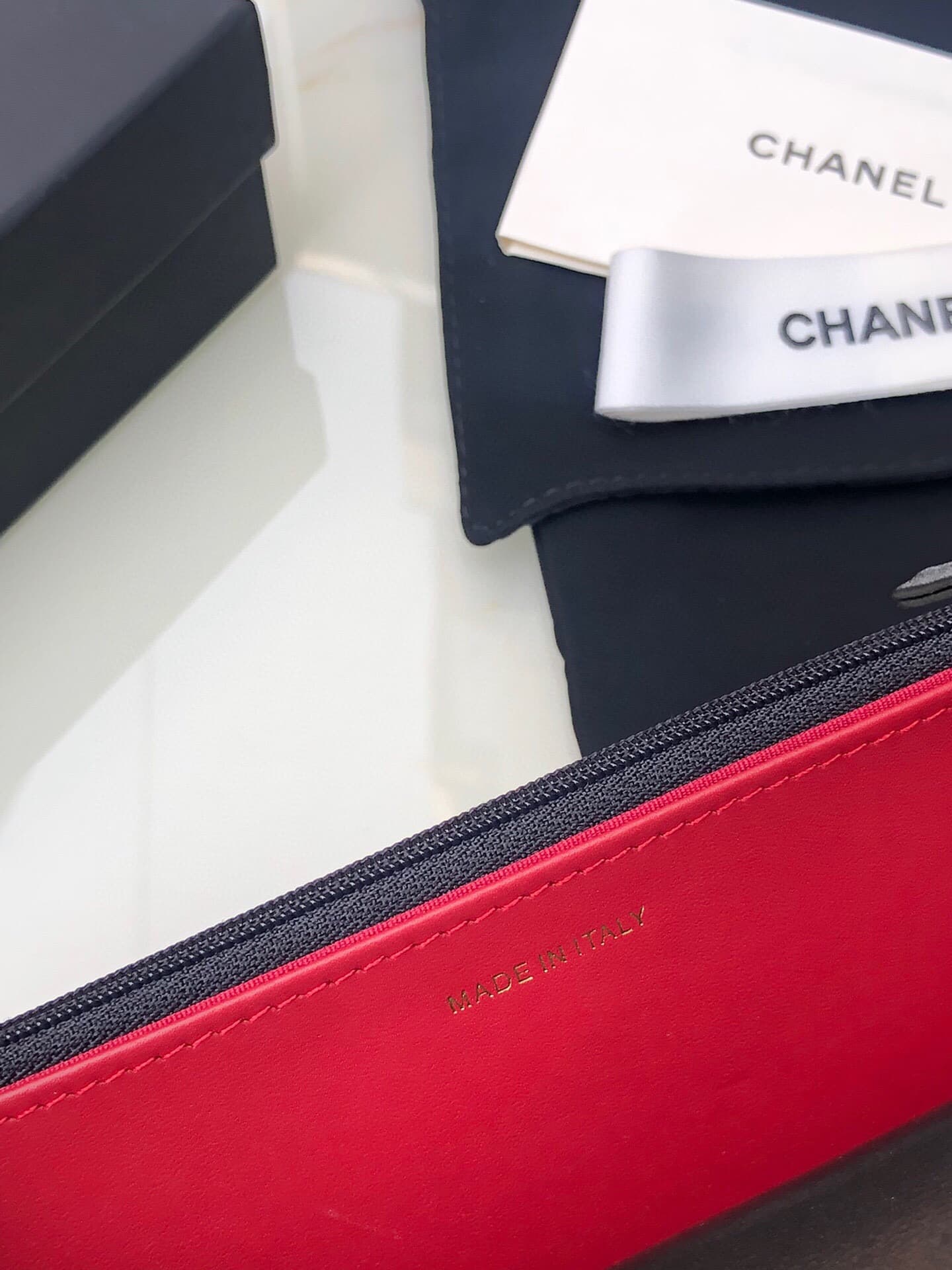 Chanel Wallet on Chain Lambskin Leather & Silver-Tone Metal Black AP0957 A
