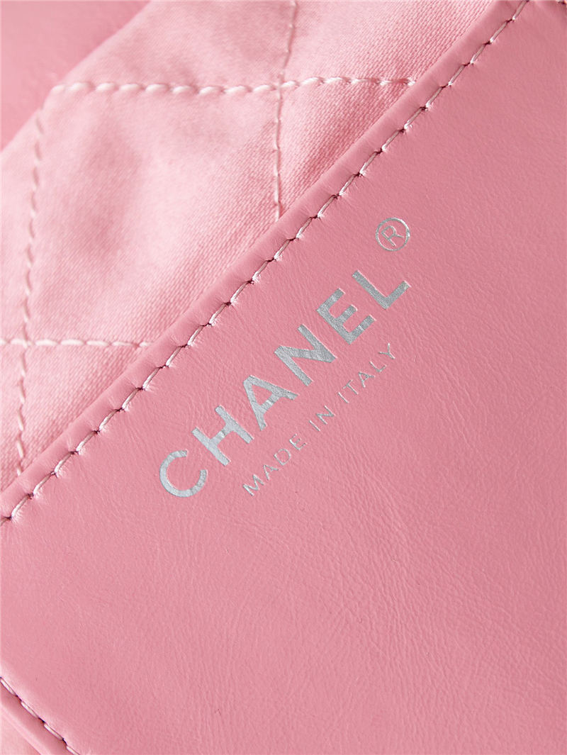Chanel 22 MINI HANDBAG Shiny Calfskin Pink-Peach & Silver-Tone Metal AS3980 A