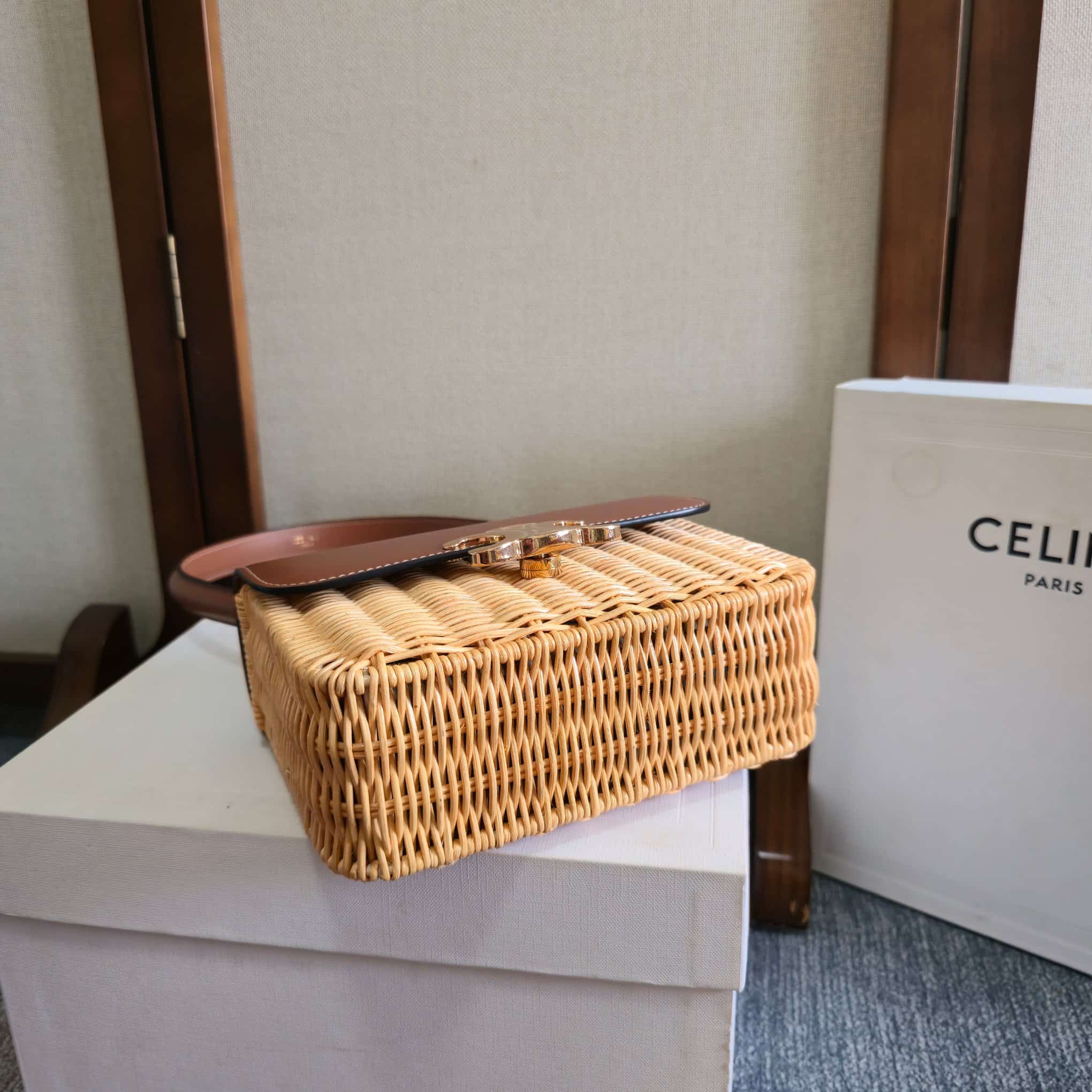 Celine Teen Garance Bag in Wicker and Natural Calfskin High