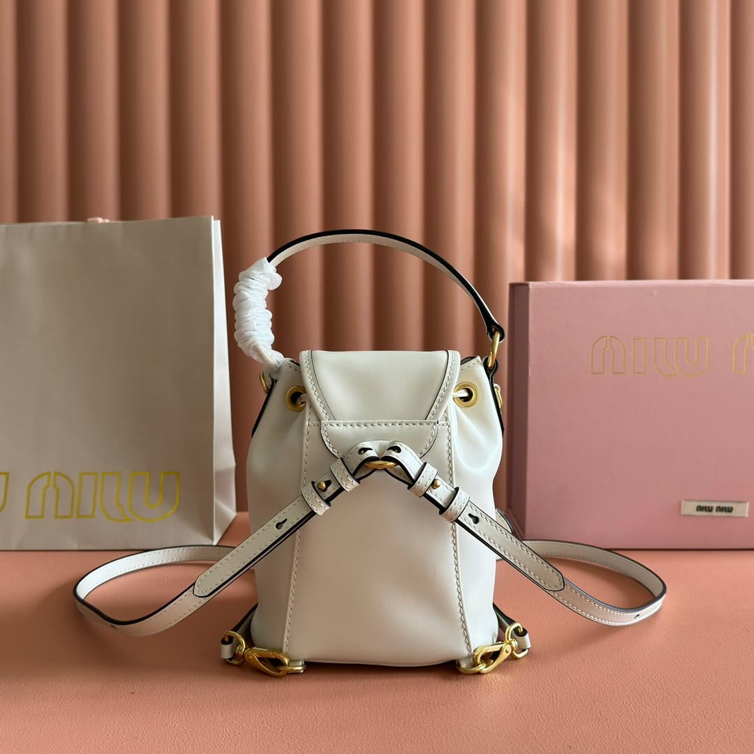 Miu Miu Calfskin Leather backpack White 5BZ045 High