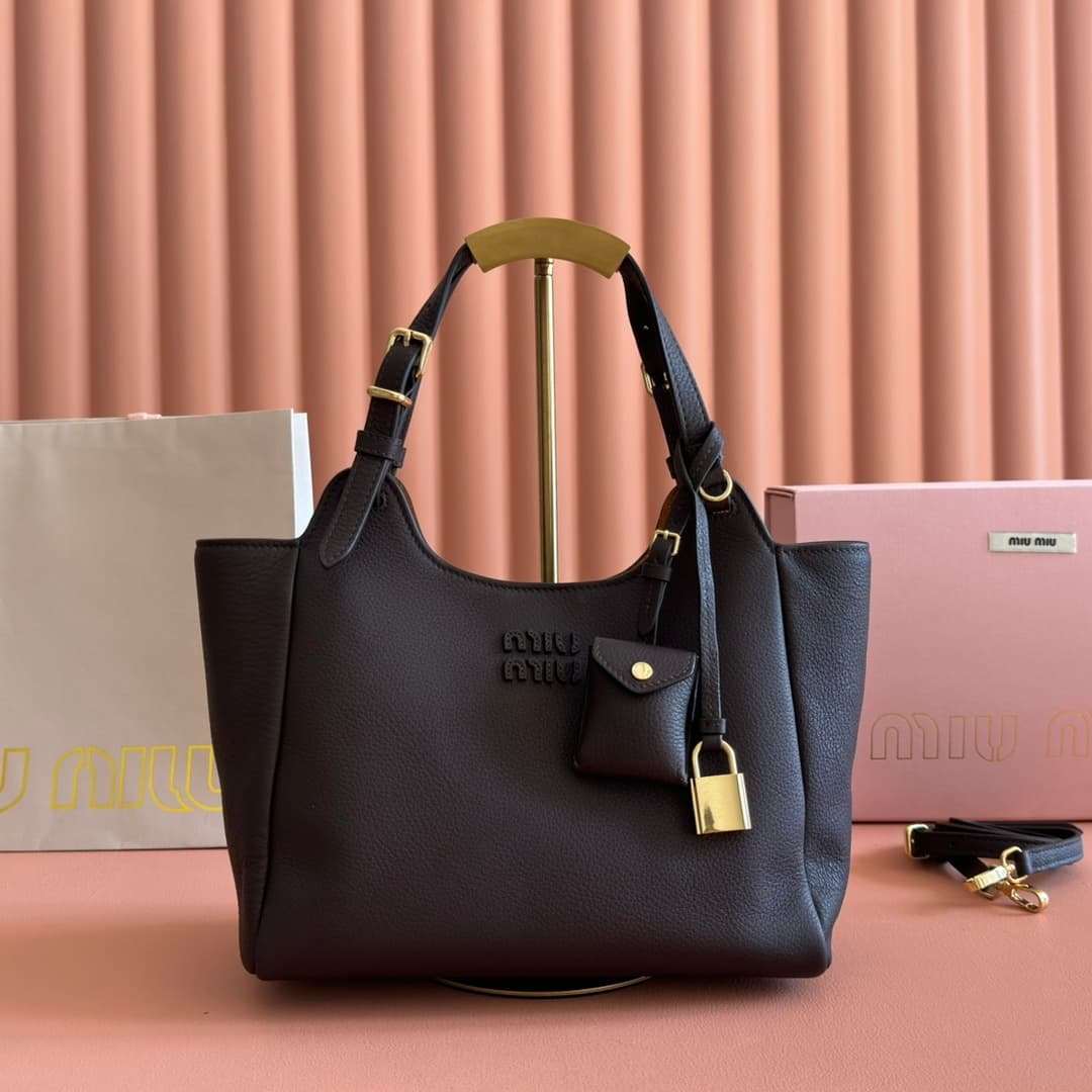 Miu Miu Black Hammered Leather Shoulder Bag 5ba304 High