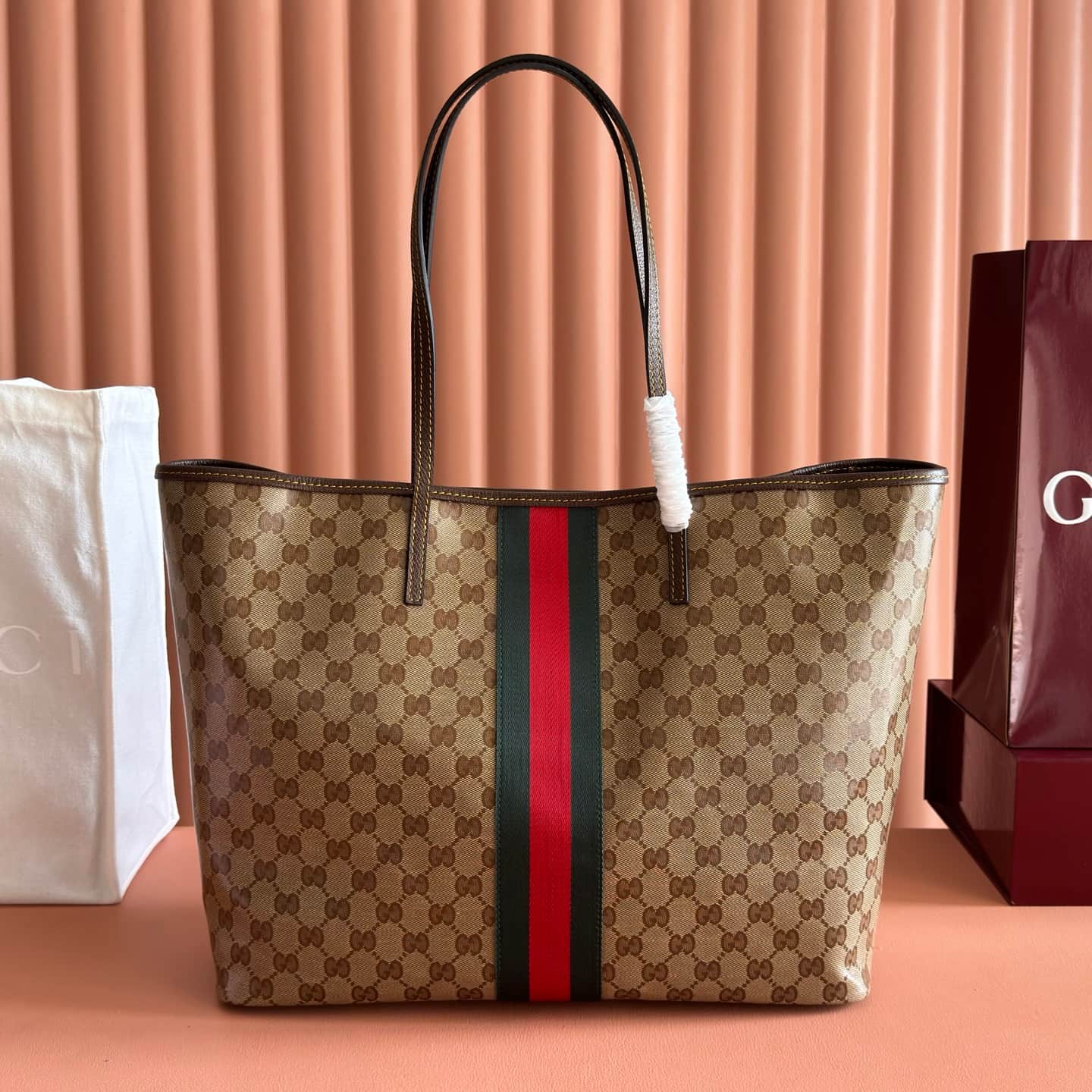Gucci Tribeca large tote bag sand and brown GG canvas  ‎874745 High