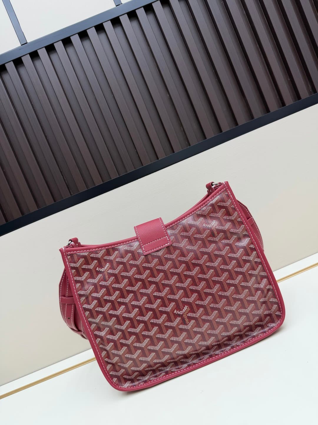 Goyard Musette PM bag in burgundy Goyardine canvas Mid