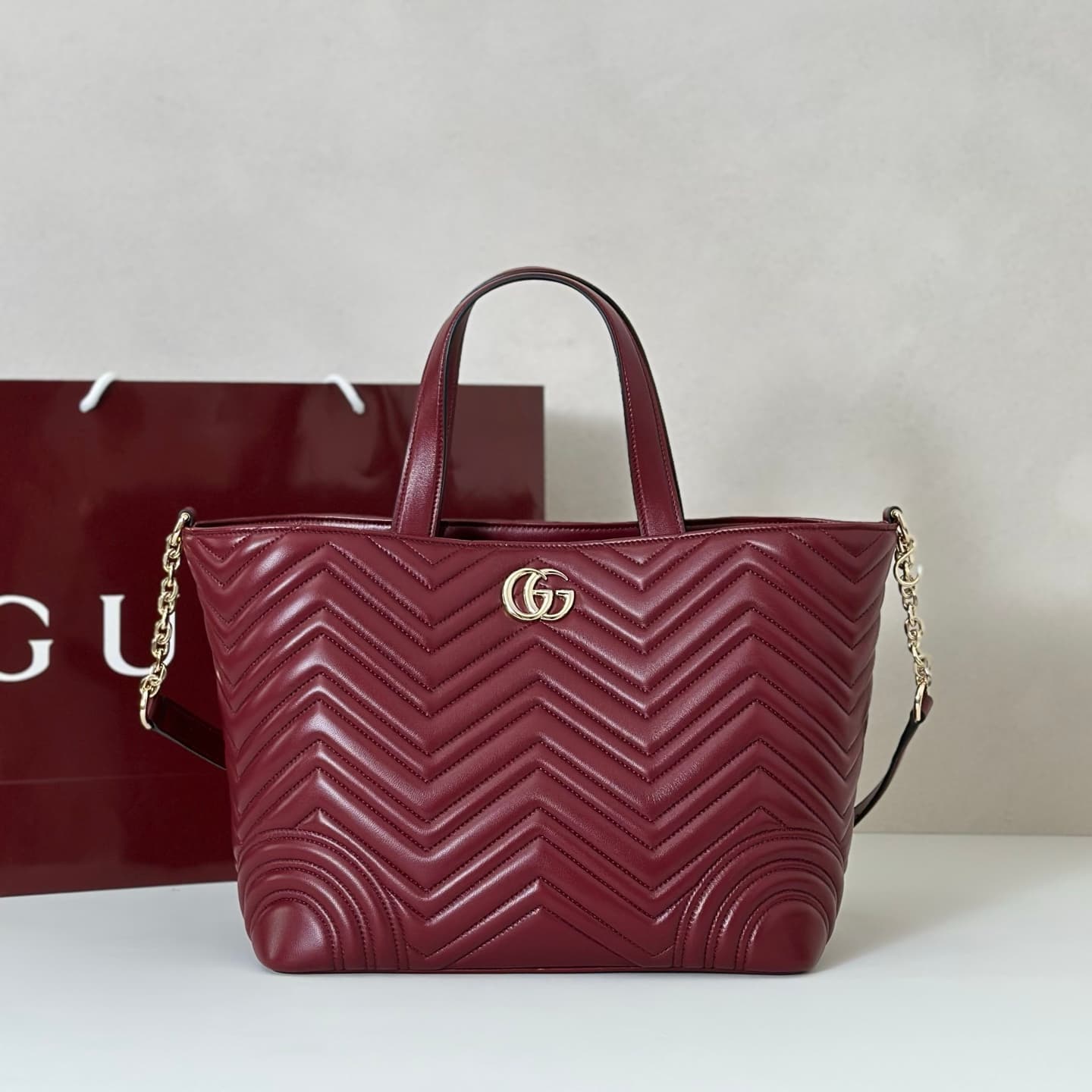Gucci Betty medium tote bag 847387 Rosso Ancora red leather High