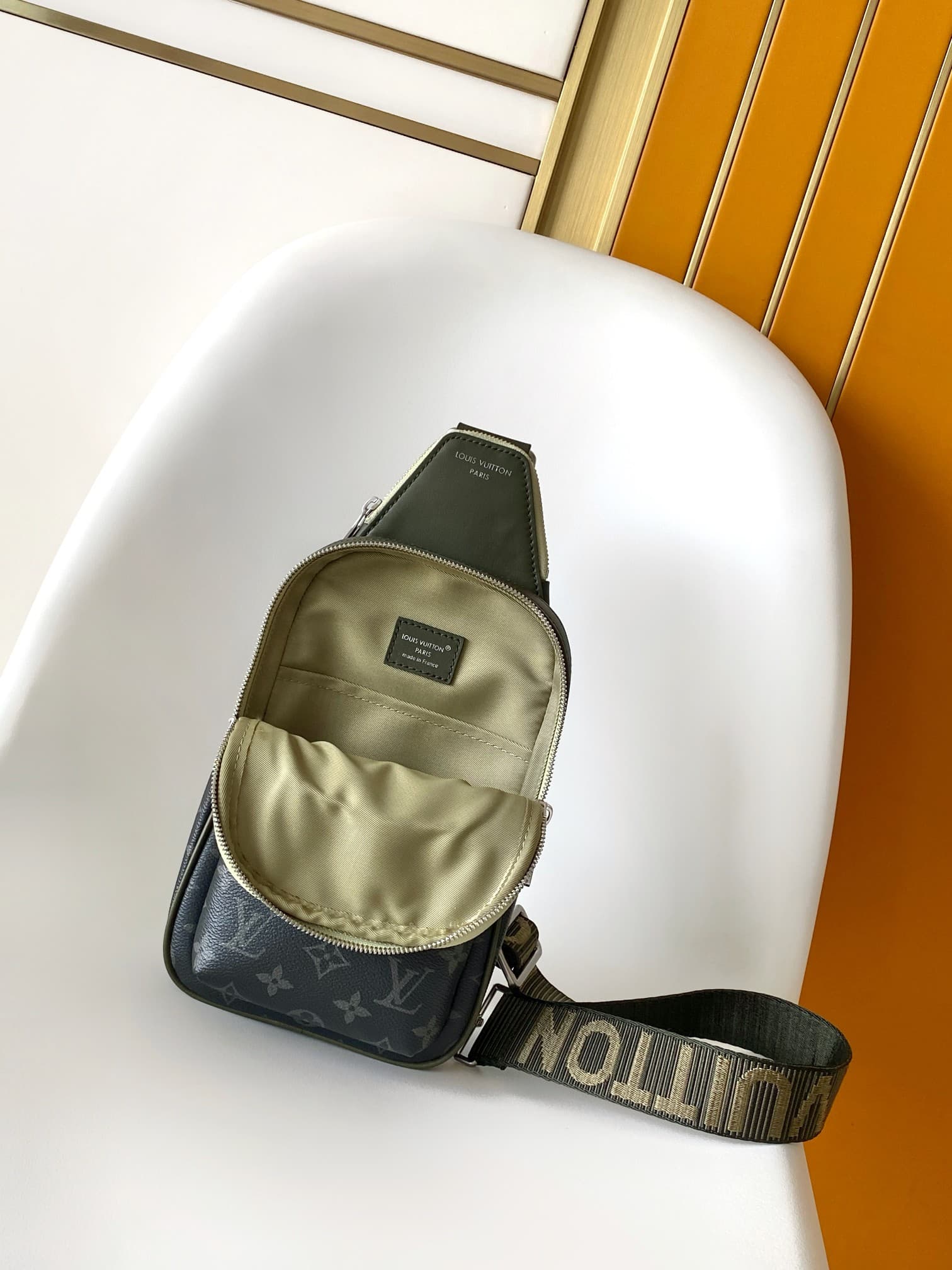 Louis Vuitton Avenue Slingbag PM Khaki Green Monogram Eclipse coated canvas M28735 High