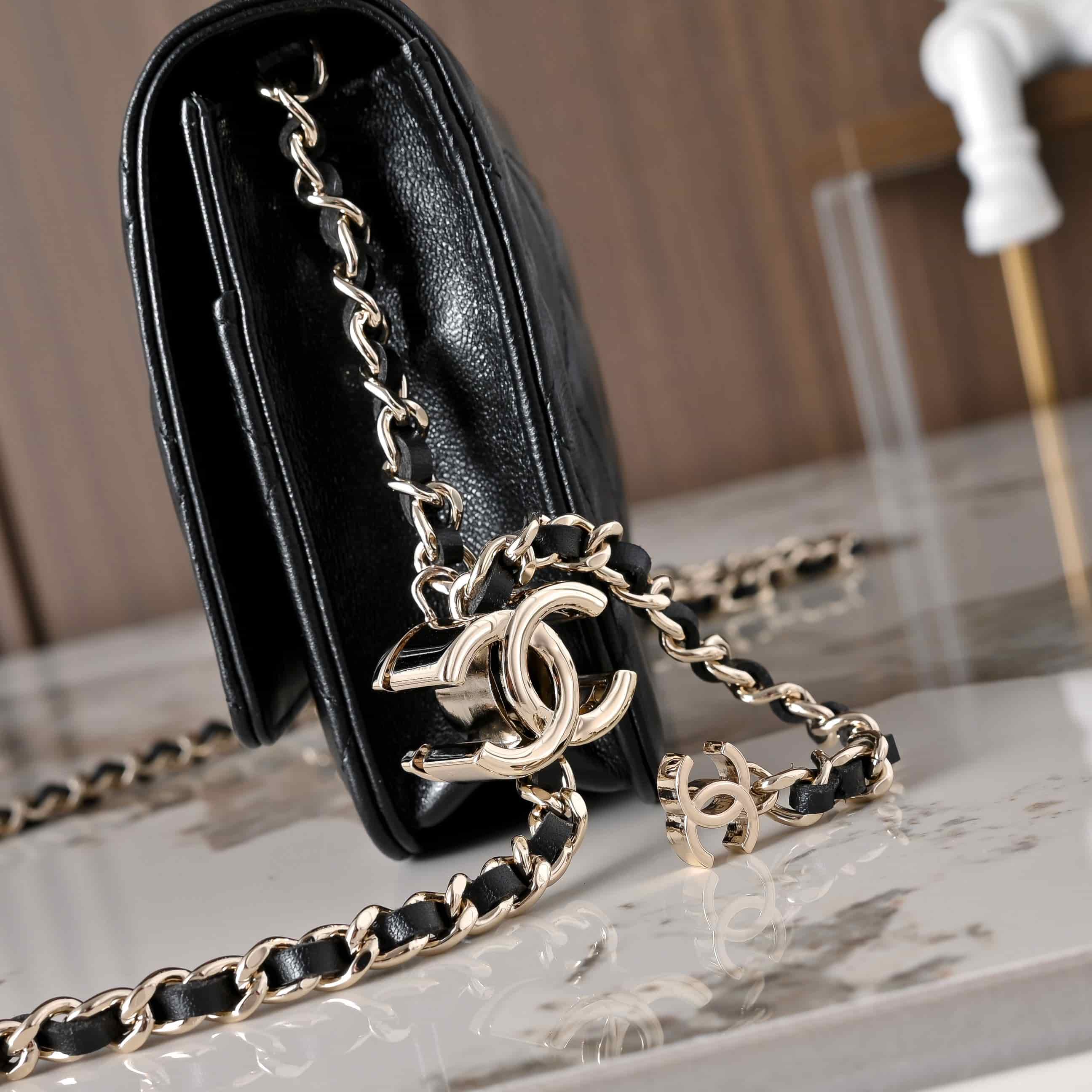 Chanel Wallet on Chain Quilted Leather & Gold-Tone Metal Black AP3938 High