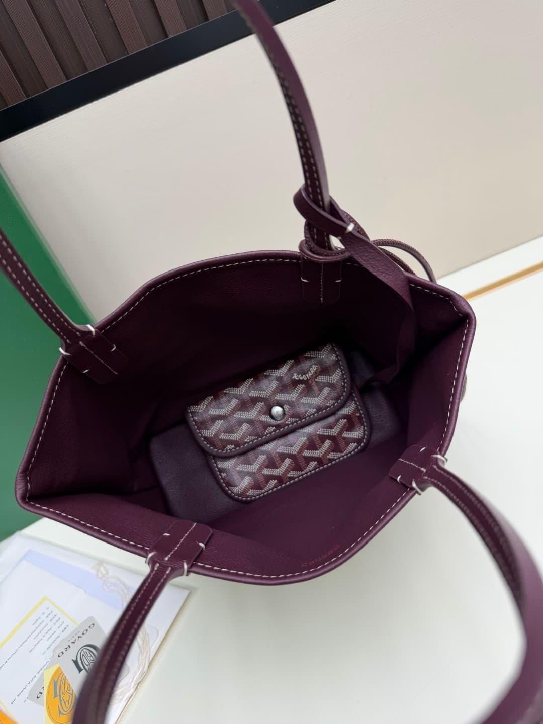 Goyard Mini Anjou Tote Goyardine Canvas with White Painted Mascot Burgundy  High