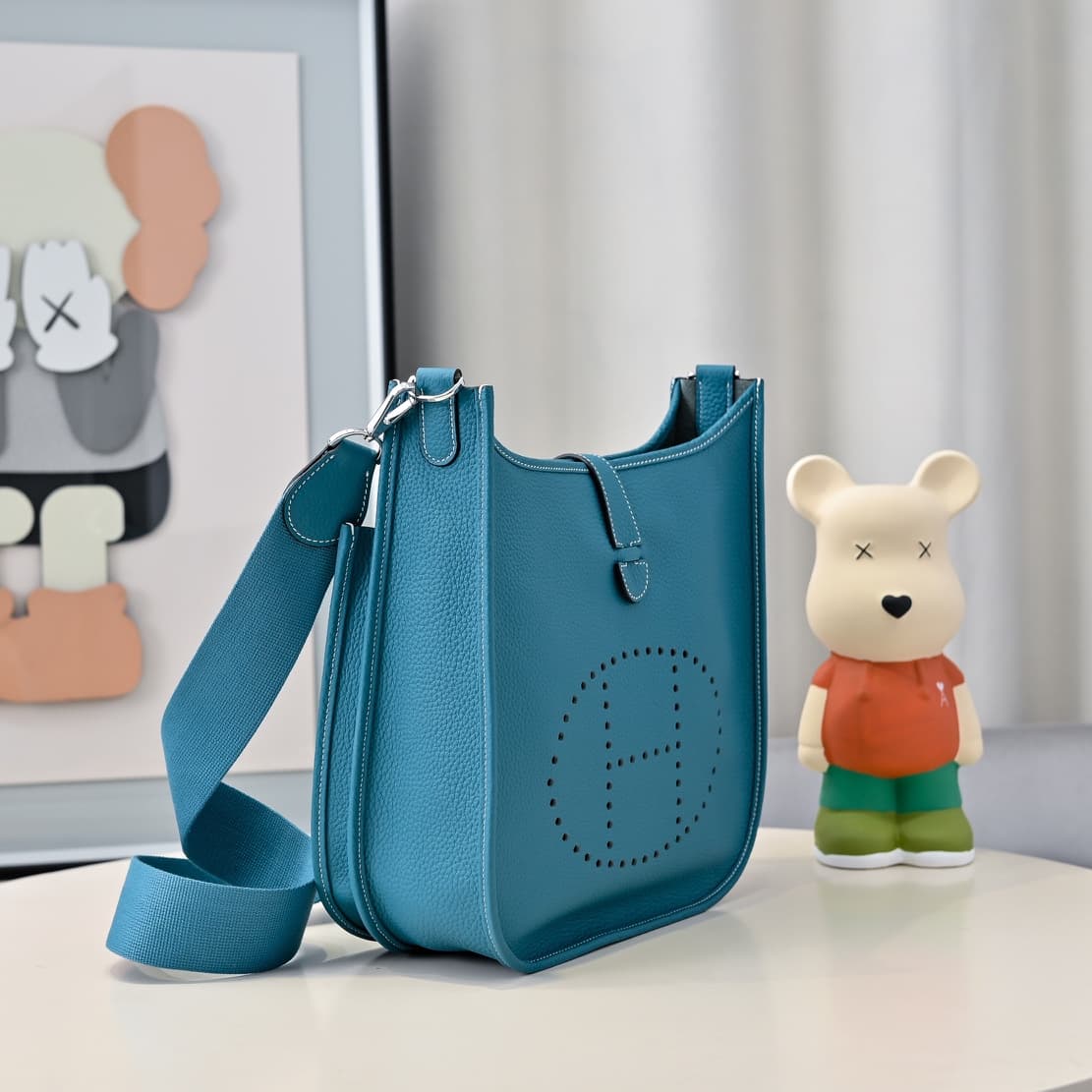 Hermes Evelyne III PM Bag Clemence Leather In Blue High