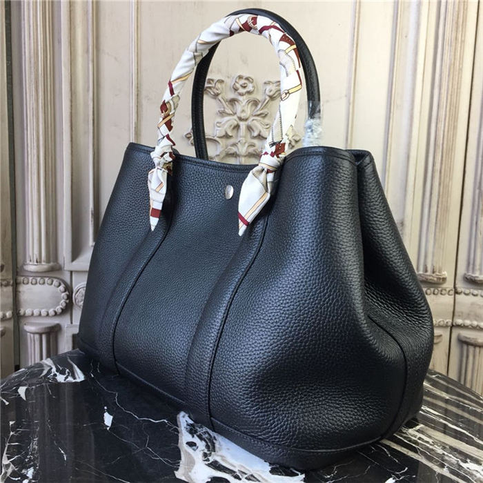 Hermes Garden Party 30/36 Bag Calfskin In Black High