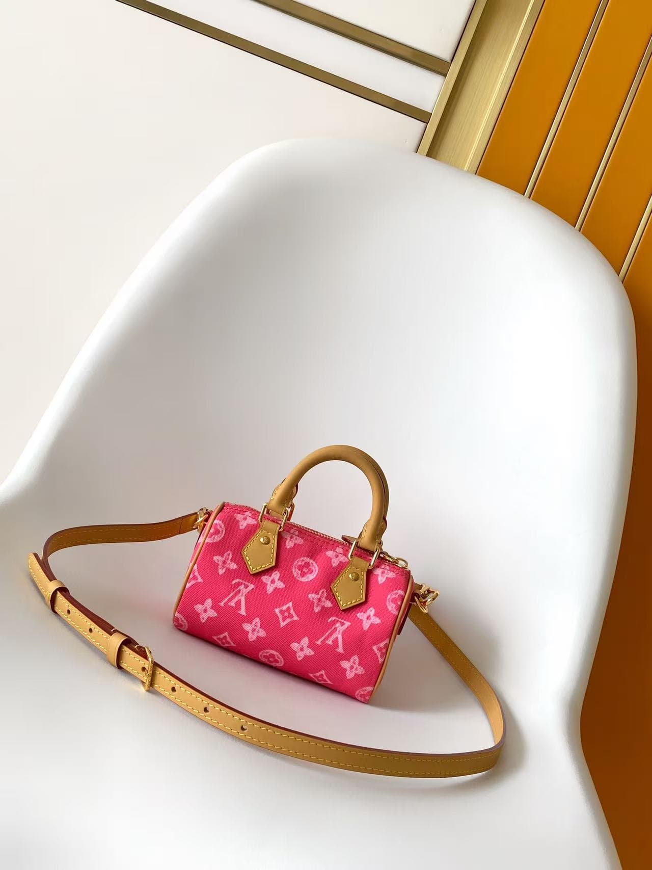 Louis Vuitton Nano Speedy Monogram Origine Rose Ruban canvas M28322 High