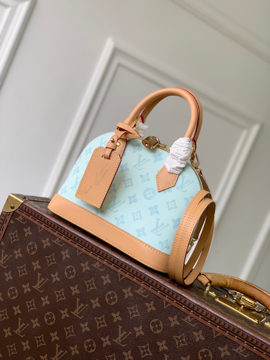 Louis Vuitton Alma BB handbag Monogram canvas in light blue M27526 high