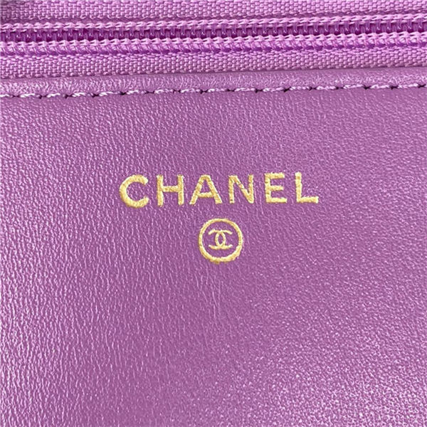 WALLET ON CHAIN Lambskin & Gold-Tone Metal AP1450 Purple A