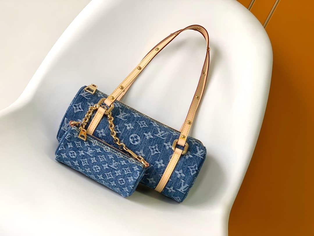 Louis Vuitton Monogram Denim Papillon bag in Denim Blue M46830 High