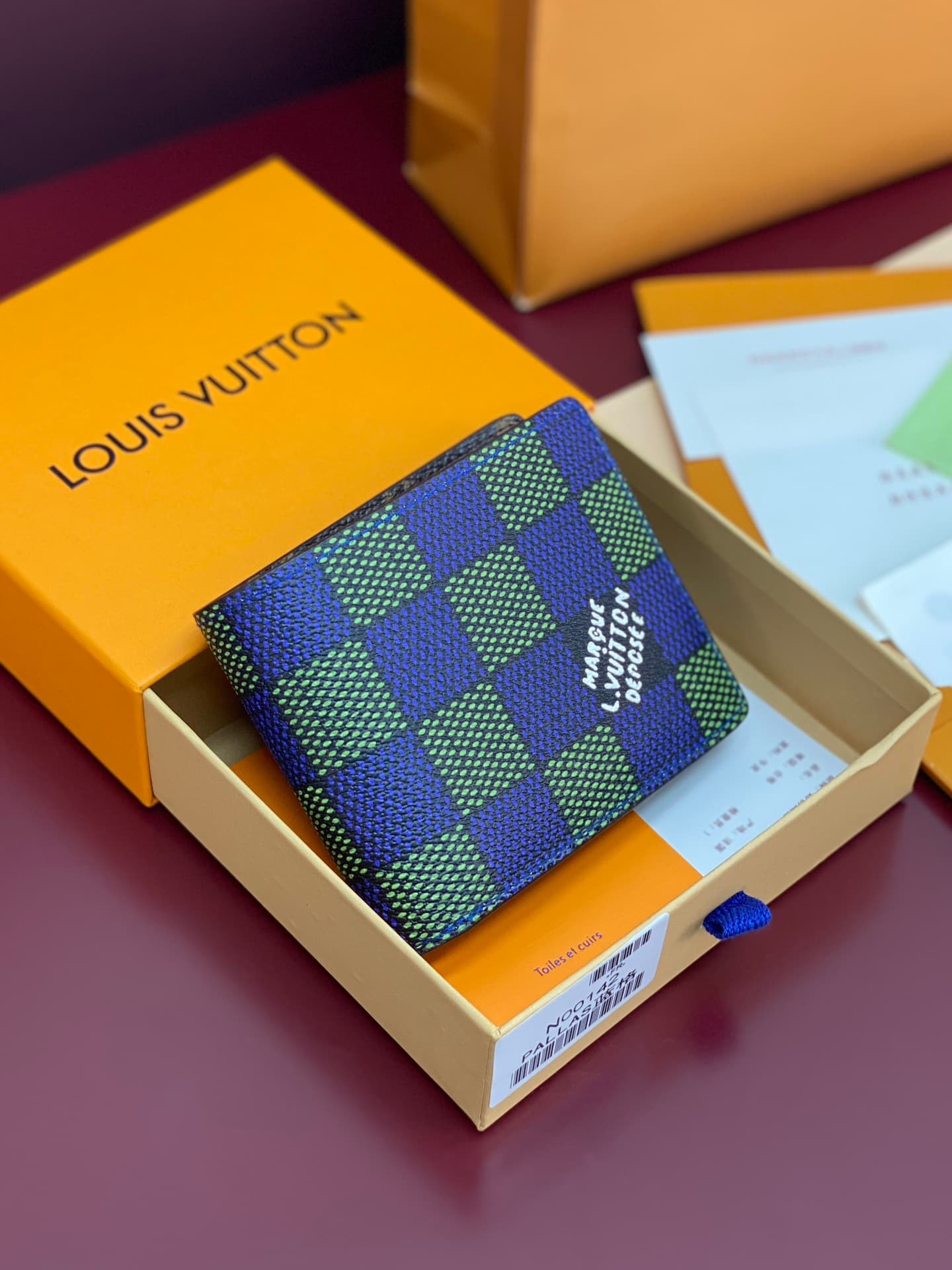 Louis Vuitton Multiple Wallet Damier Heritage coated canvas N00142  Blue Green High